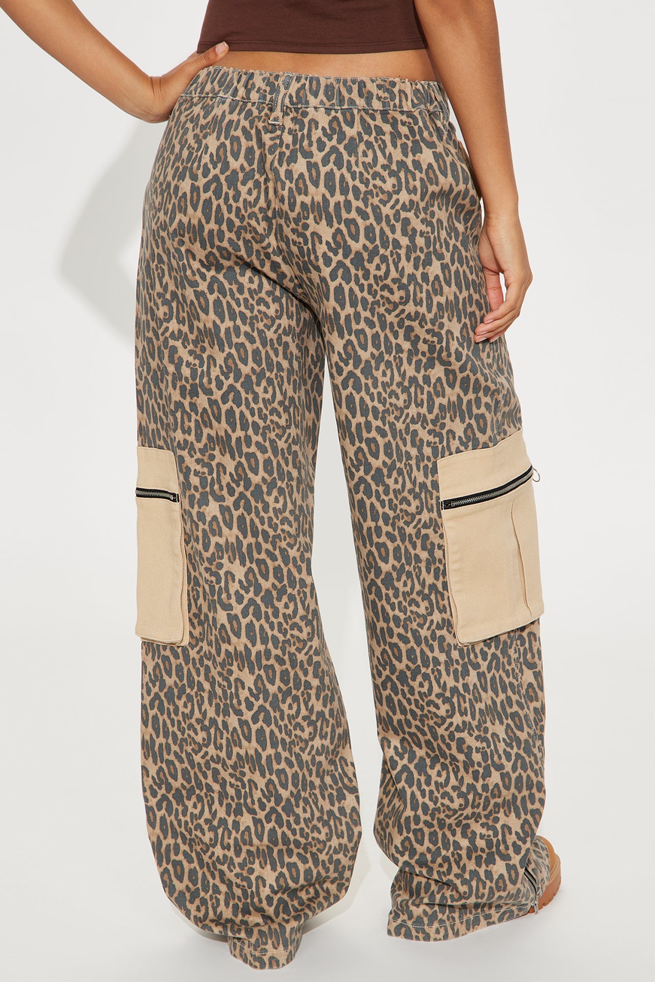 On The Prowl Leopard Twill Wide Leg Pant - Brown/combo