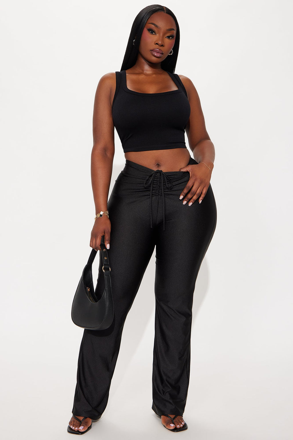 Feeling Flirty Ruched Skinny Pant - Black