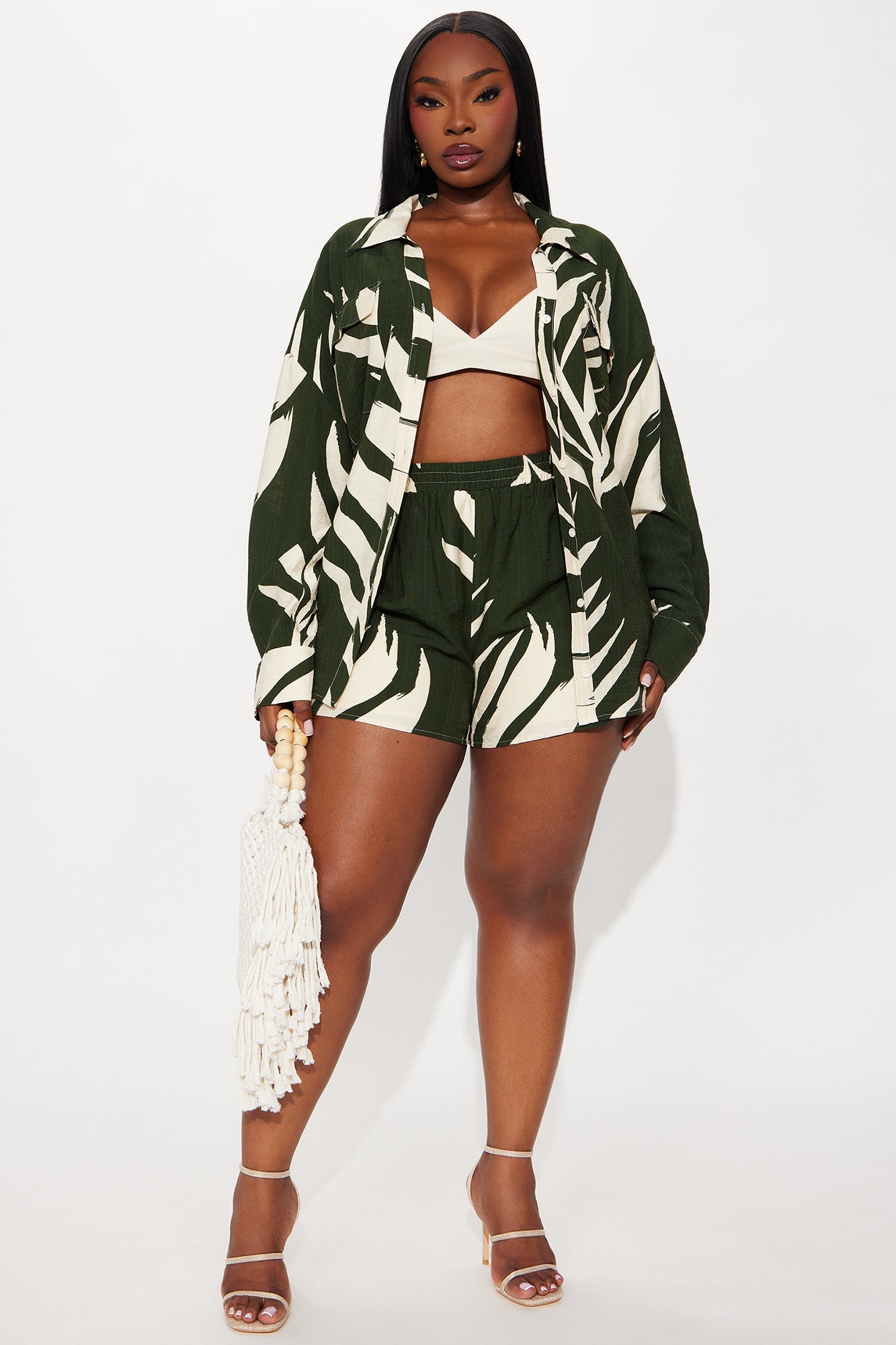 In The Tropics Linen Short Set - Hunter