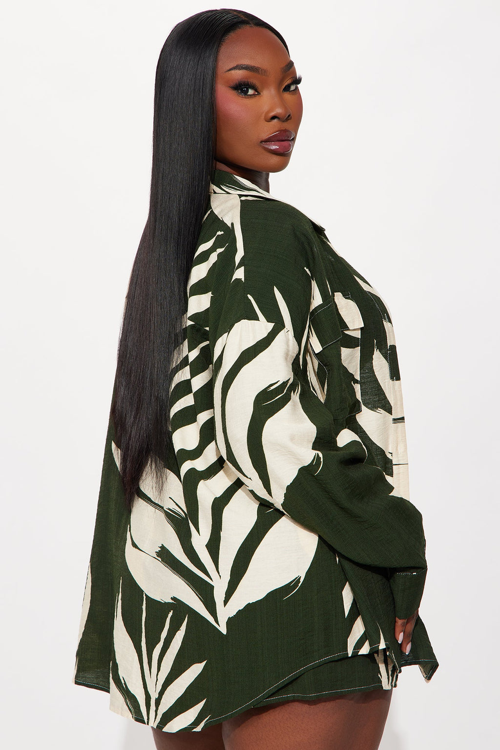 In The Tropics Linen Short Set - Hunter