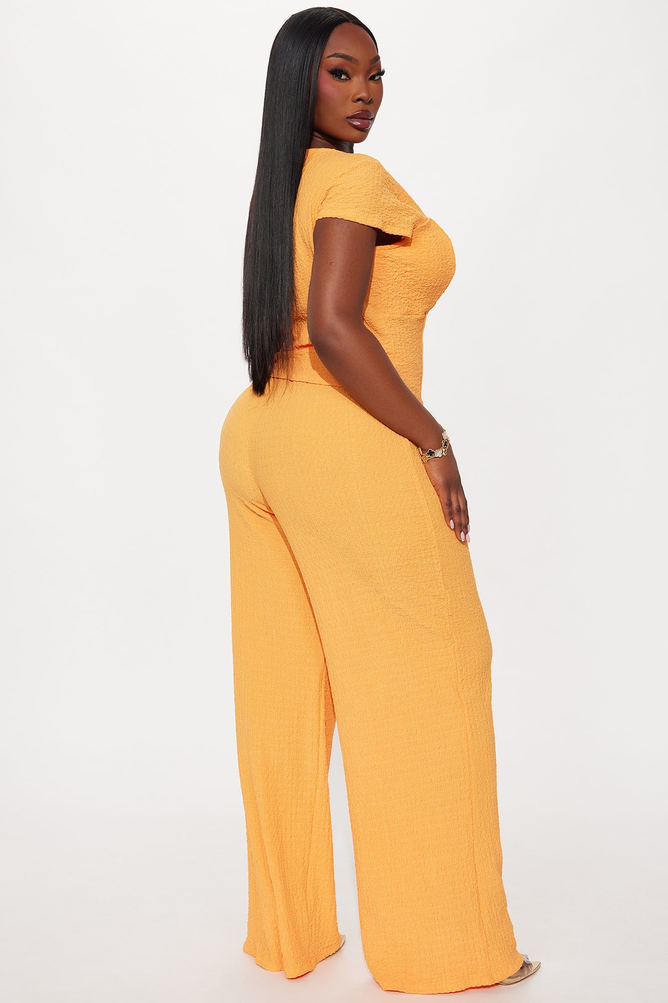 Tamaria Textured Pant Set - Orange