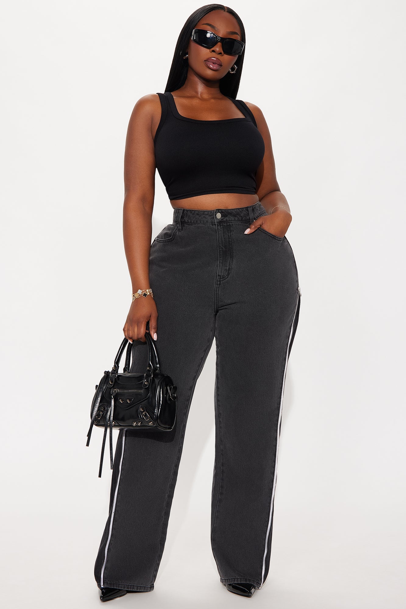 Zip It Up Straight Leg Jeans - Black