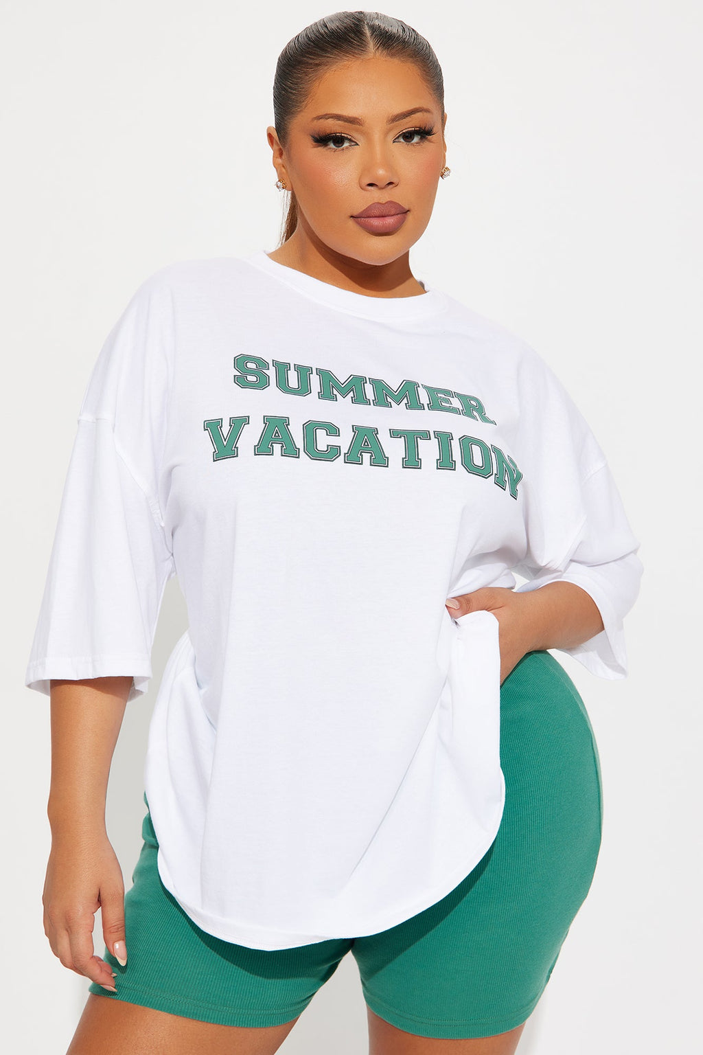 Summer Vacation Biker Short Set - Green/combo