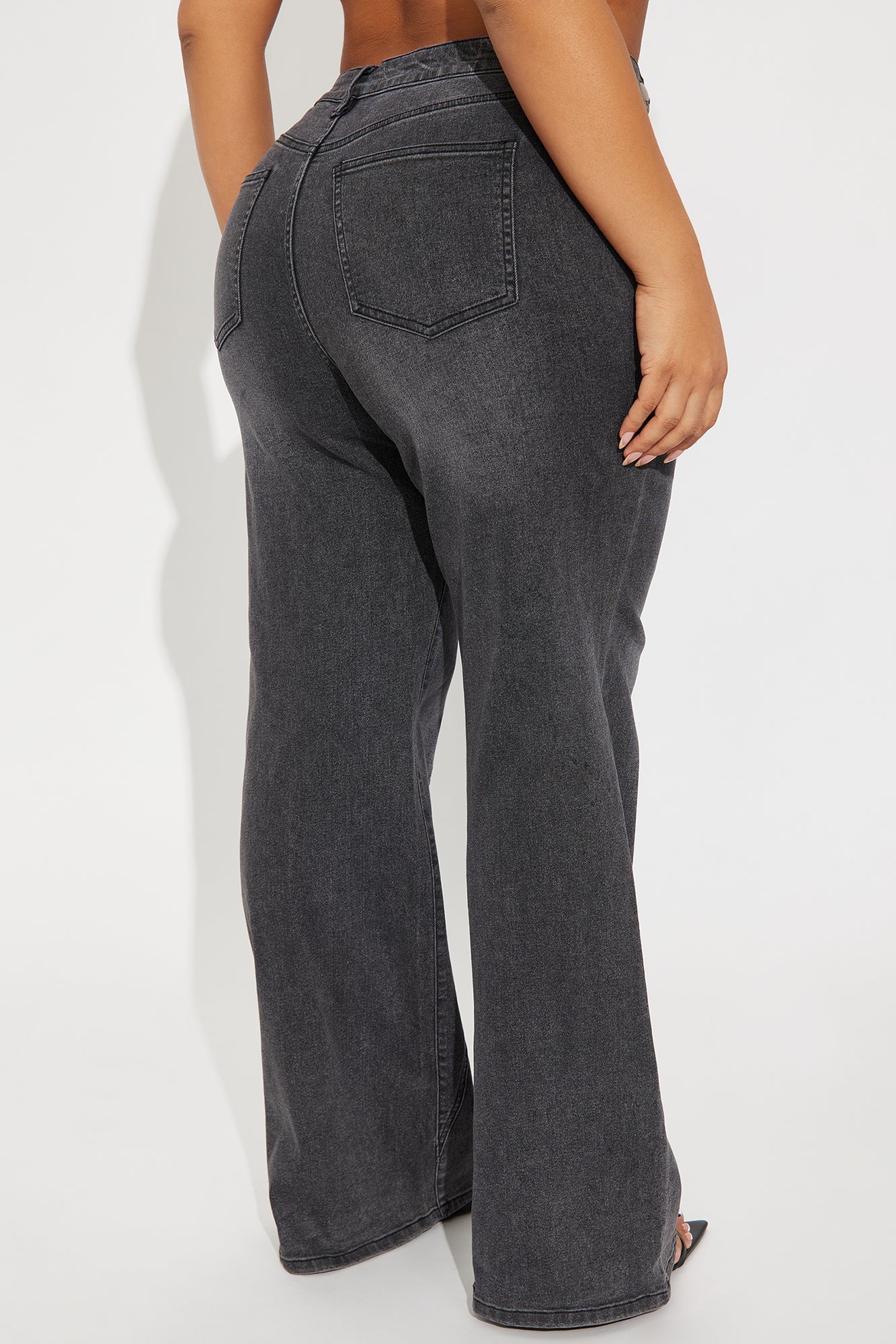 Best Angle Waistband Tab Wide Leg Jeans - Black Wash