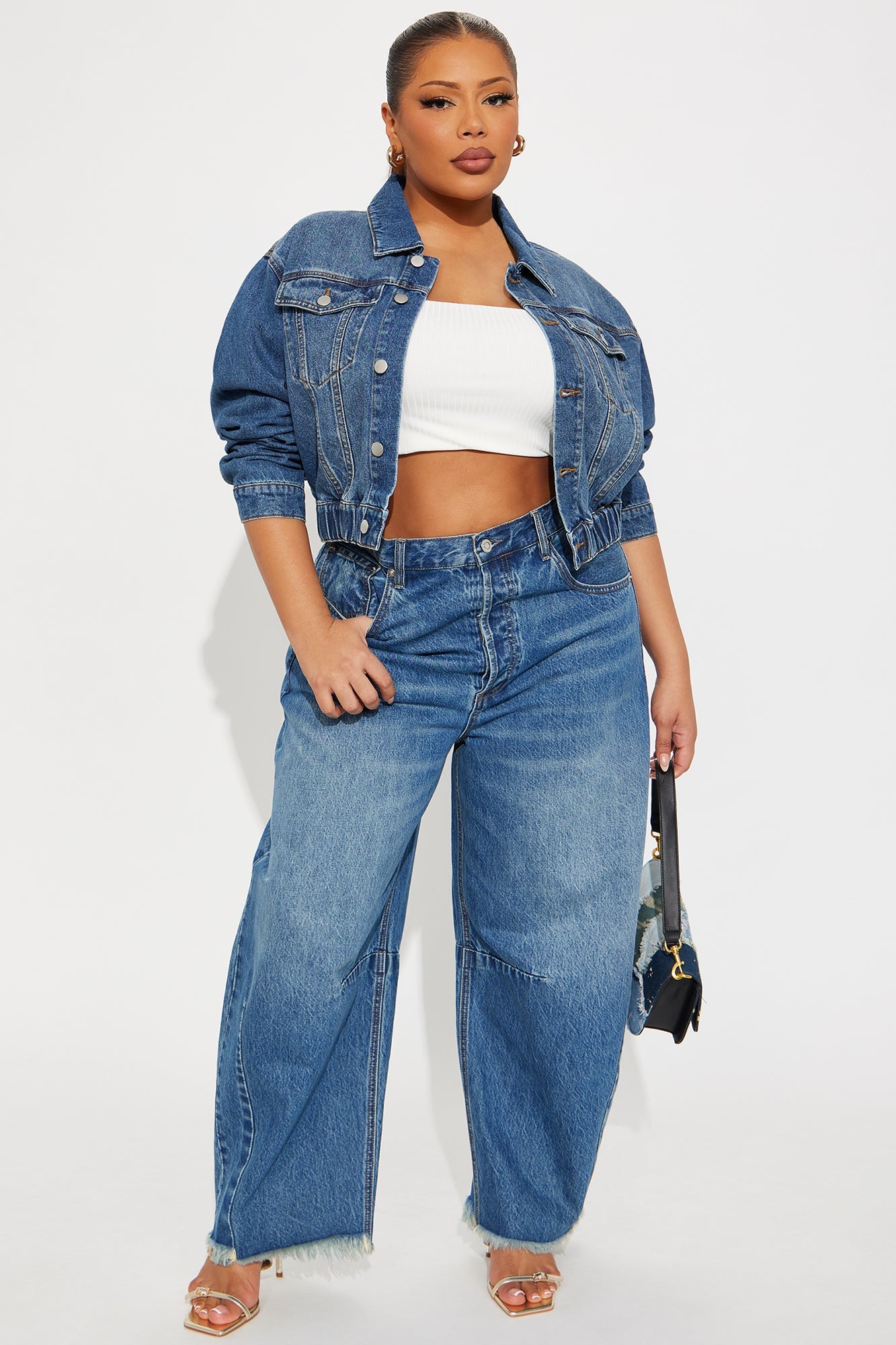 Out Of Time Denim Bomber Jacket - Dark Wash