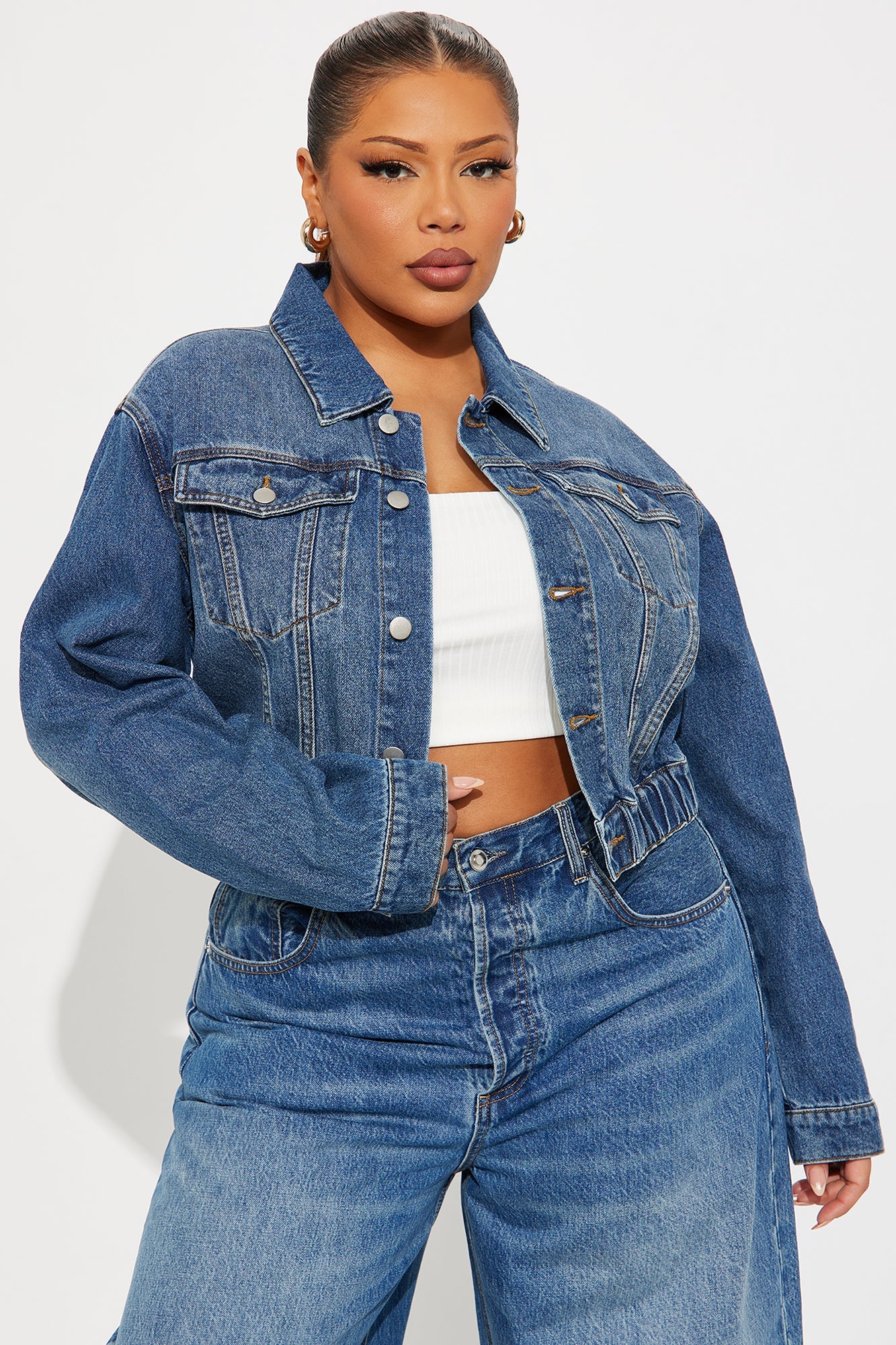 Out Of Time Denim Bomber Jacket - Dark Wash