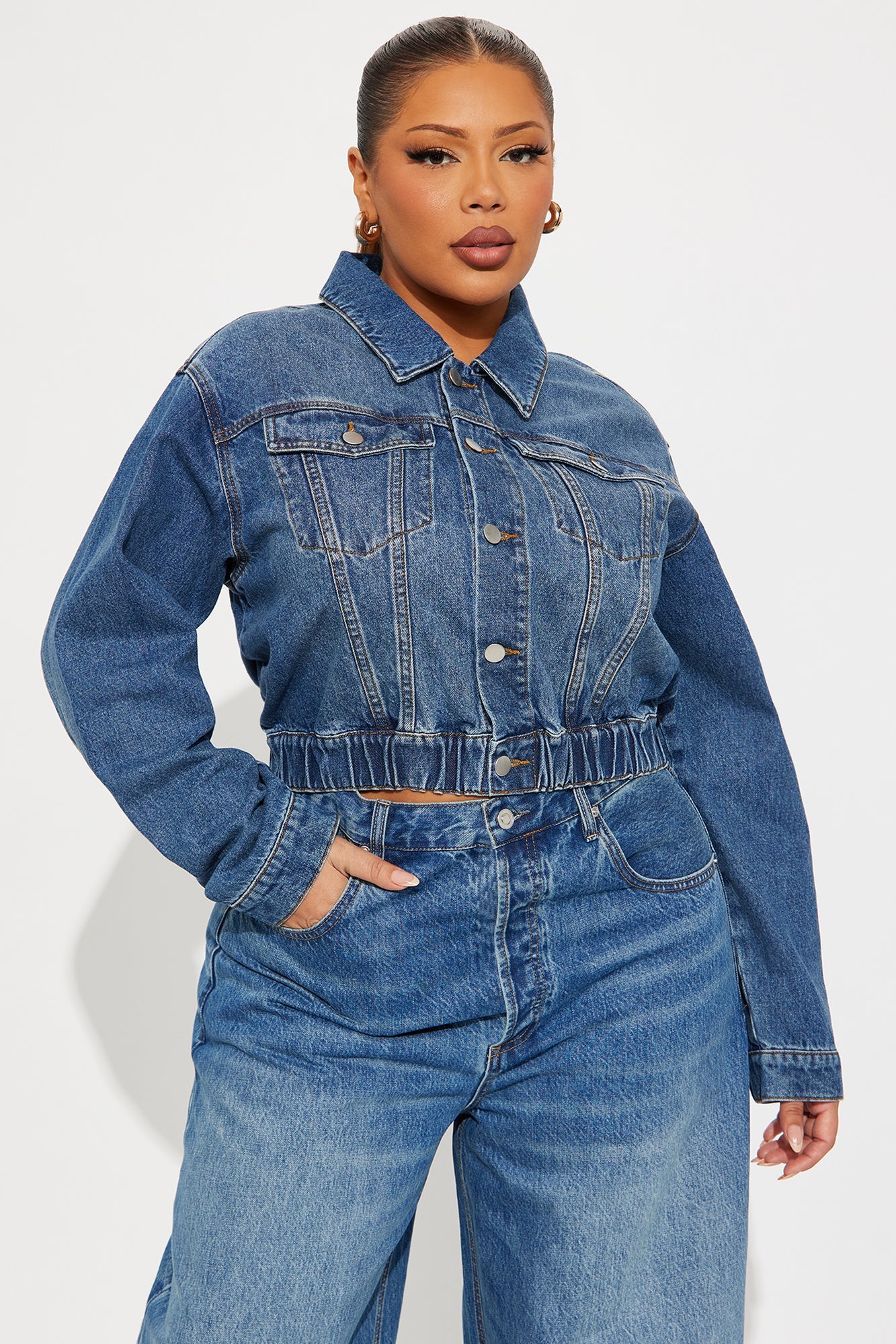 Out Of Time Denim Bomber Jacket - Dark Wash