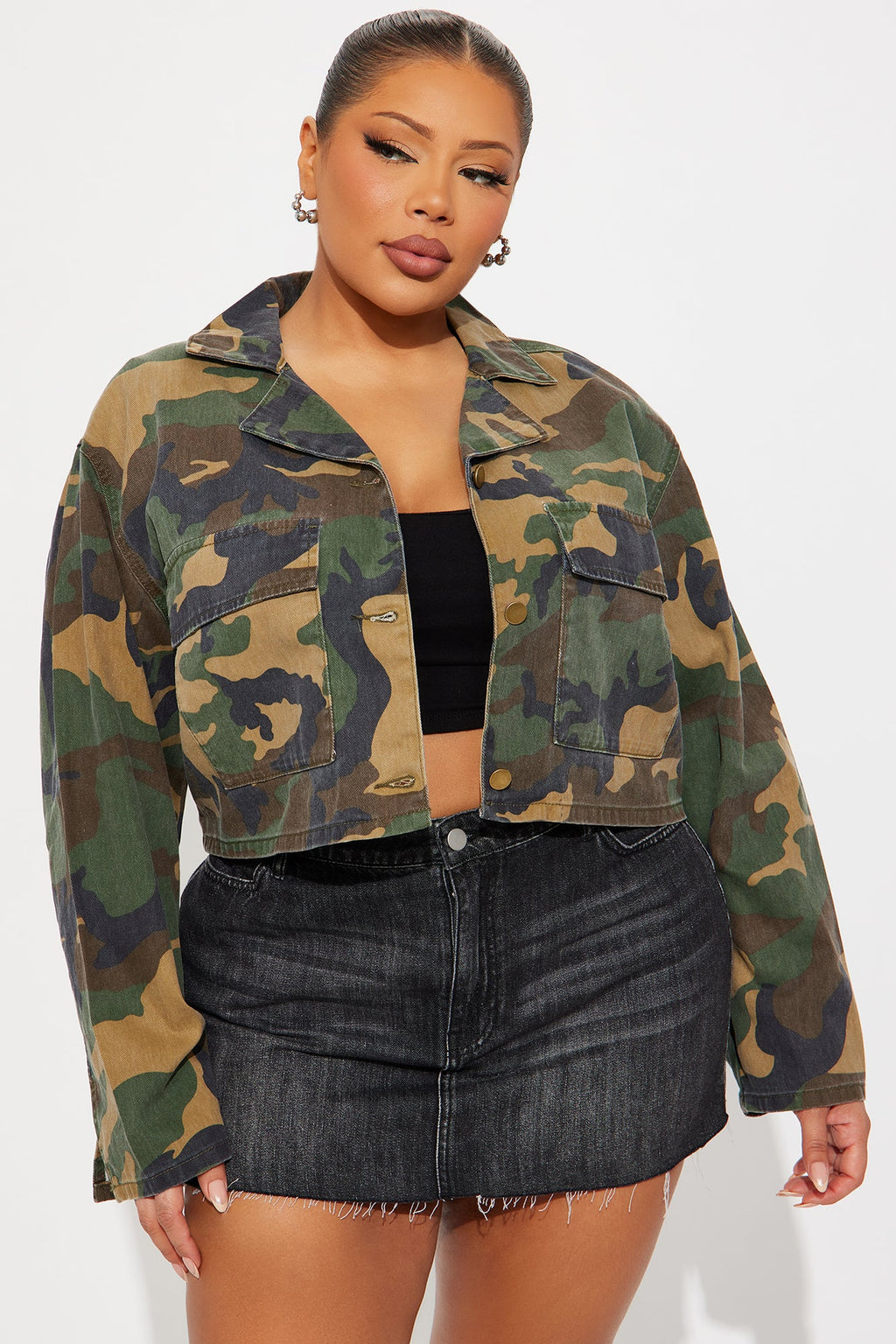 Army Brat Cropped Camo Jacket - Camouflage