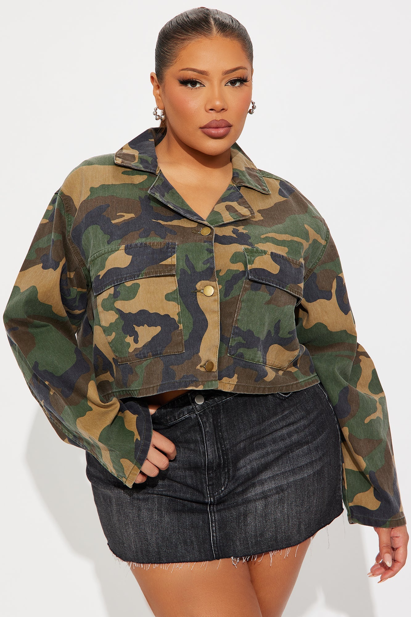 Army Brat Cropped Camo Jacket - Camouflage