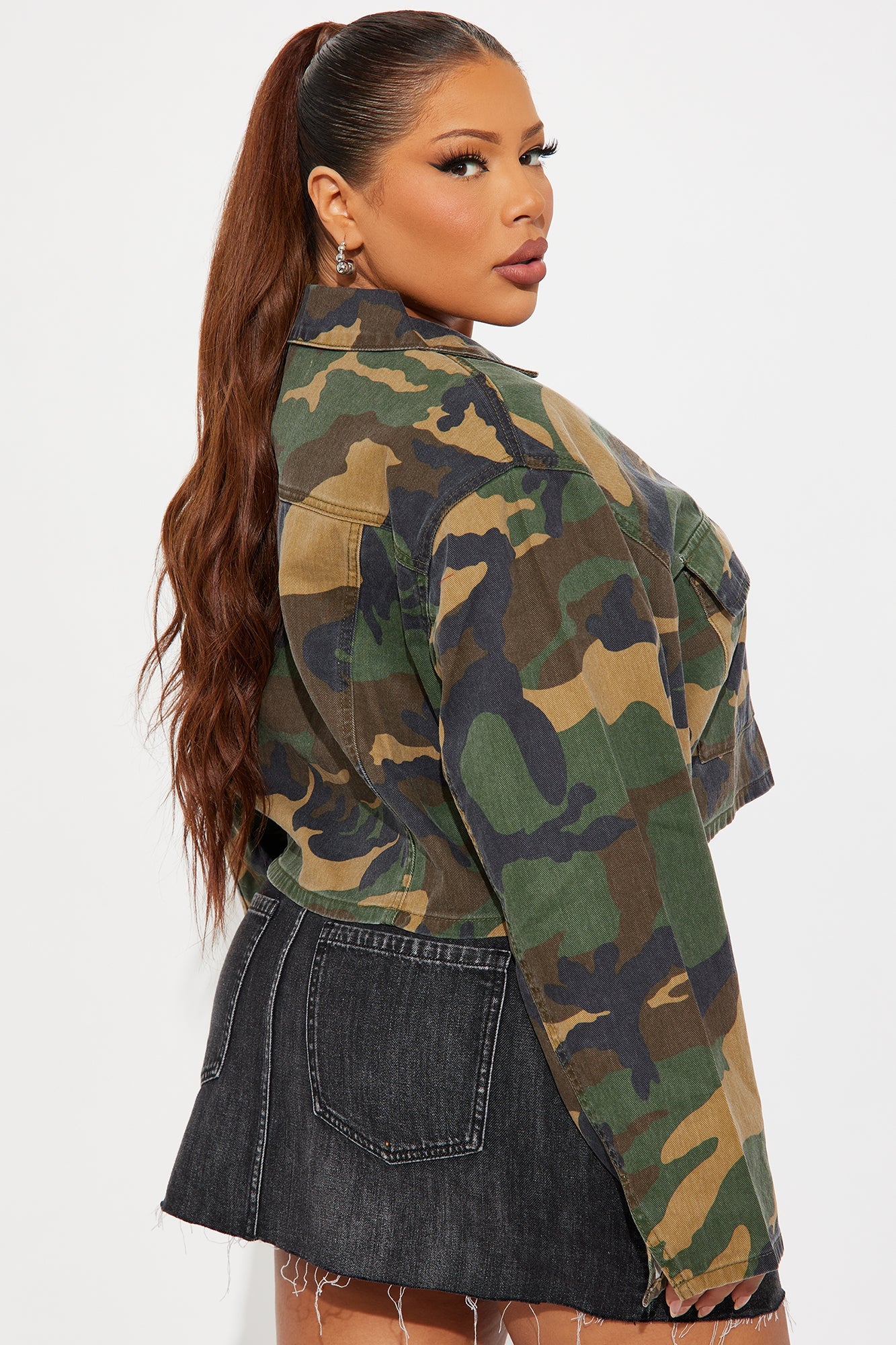 Army Brat Cropped Camo Jacket - Camouflage