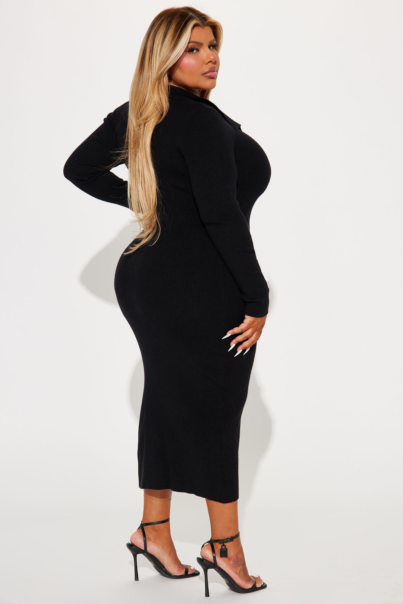 Corporate Comfort Sweater Midi Dress - Black