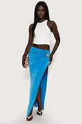 Beach Club Vibe High Slit Maxi Skirt - Teal