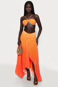 Kiara Ombre Halter Maxi Skirt Set - Orange