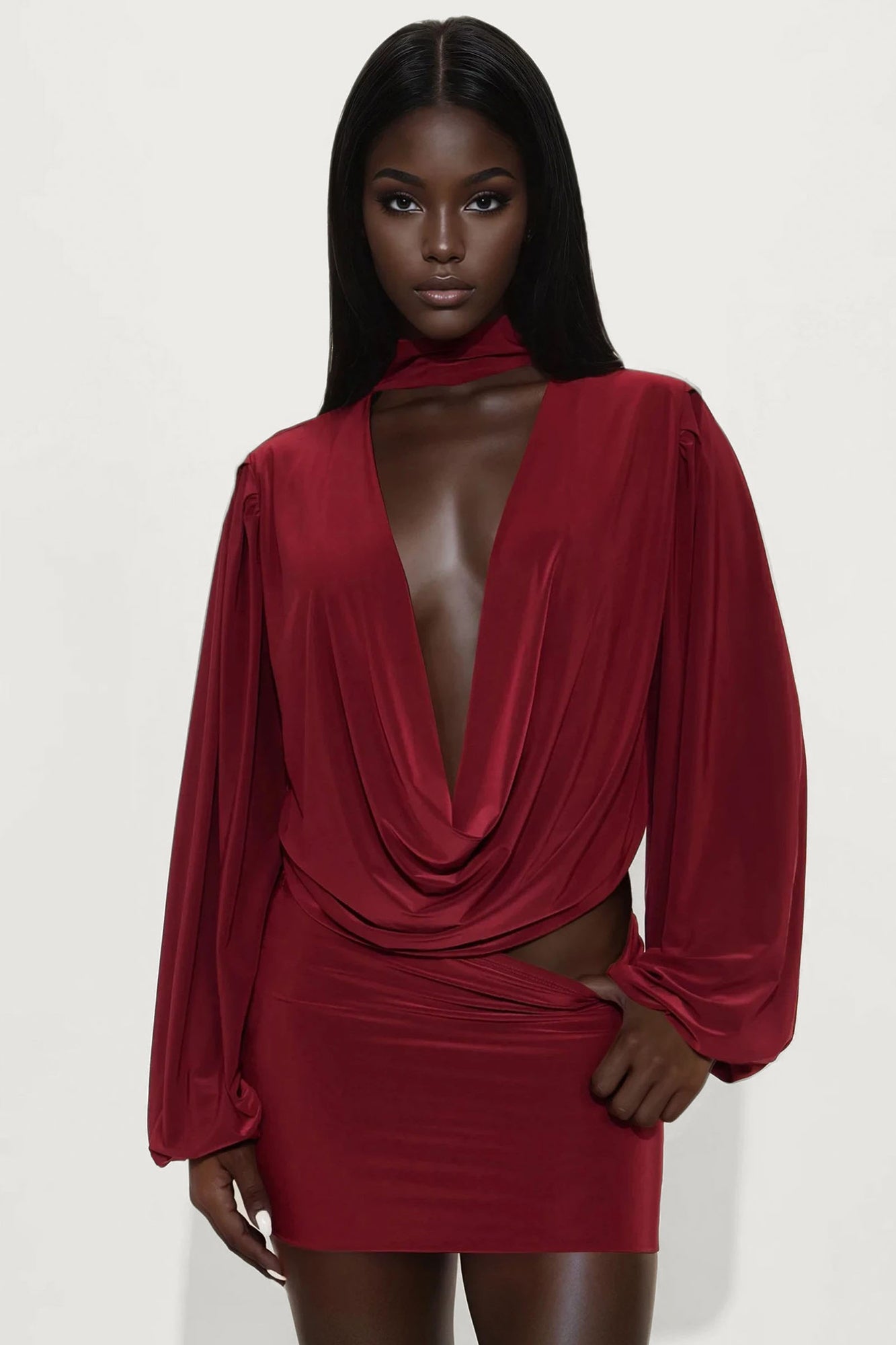 Second Chances Mini Skirt Set - Burgundy