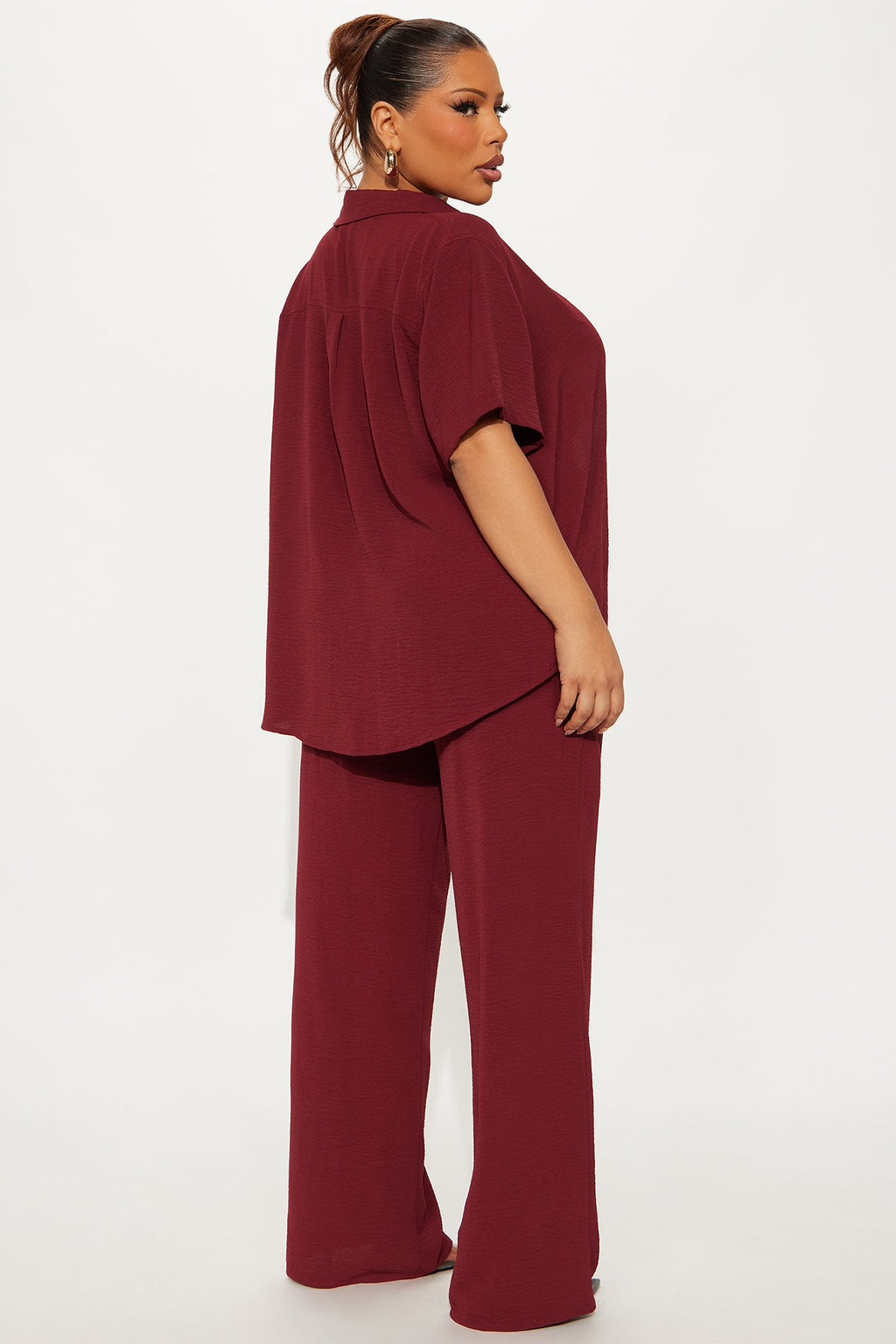 Makenzie Short Sleeve Pant Set - Wine
