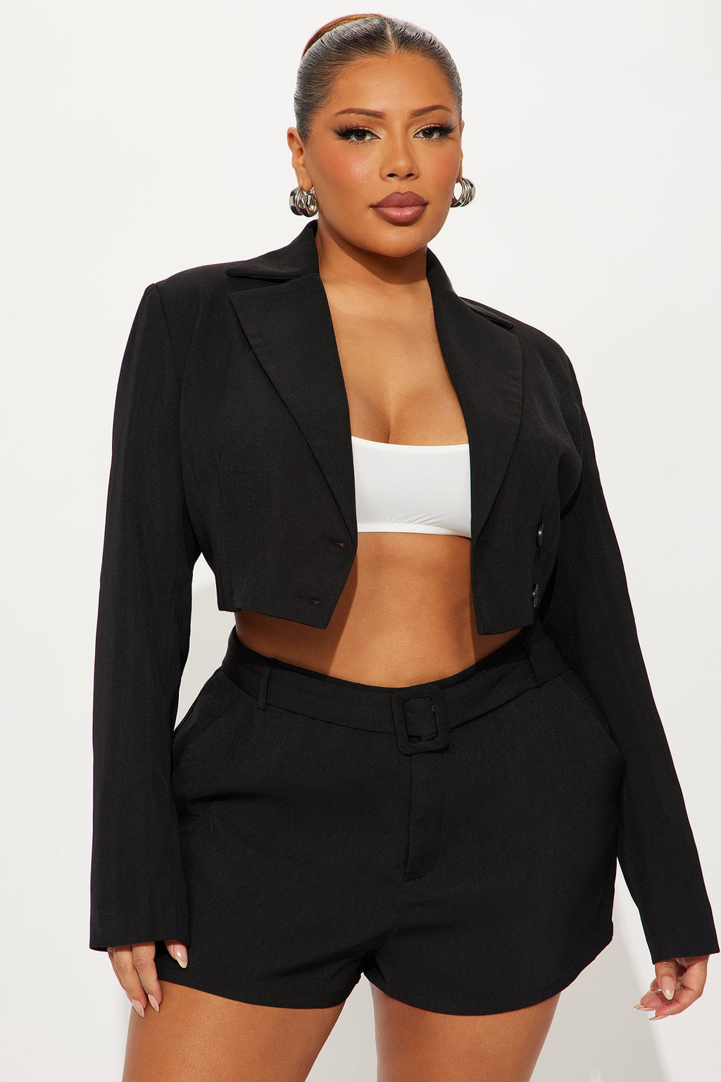 Pretty Business Cropped Blazer - Black