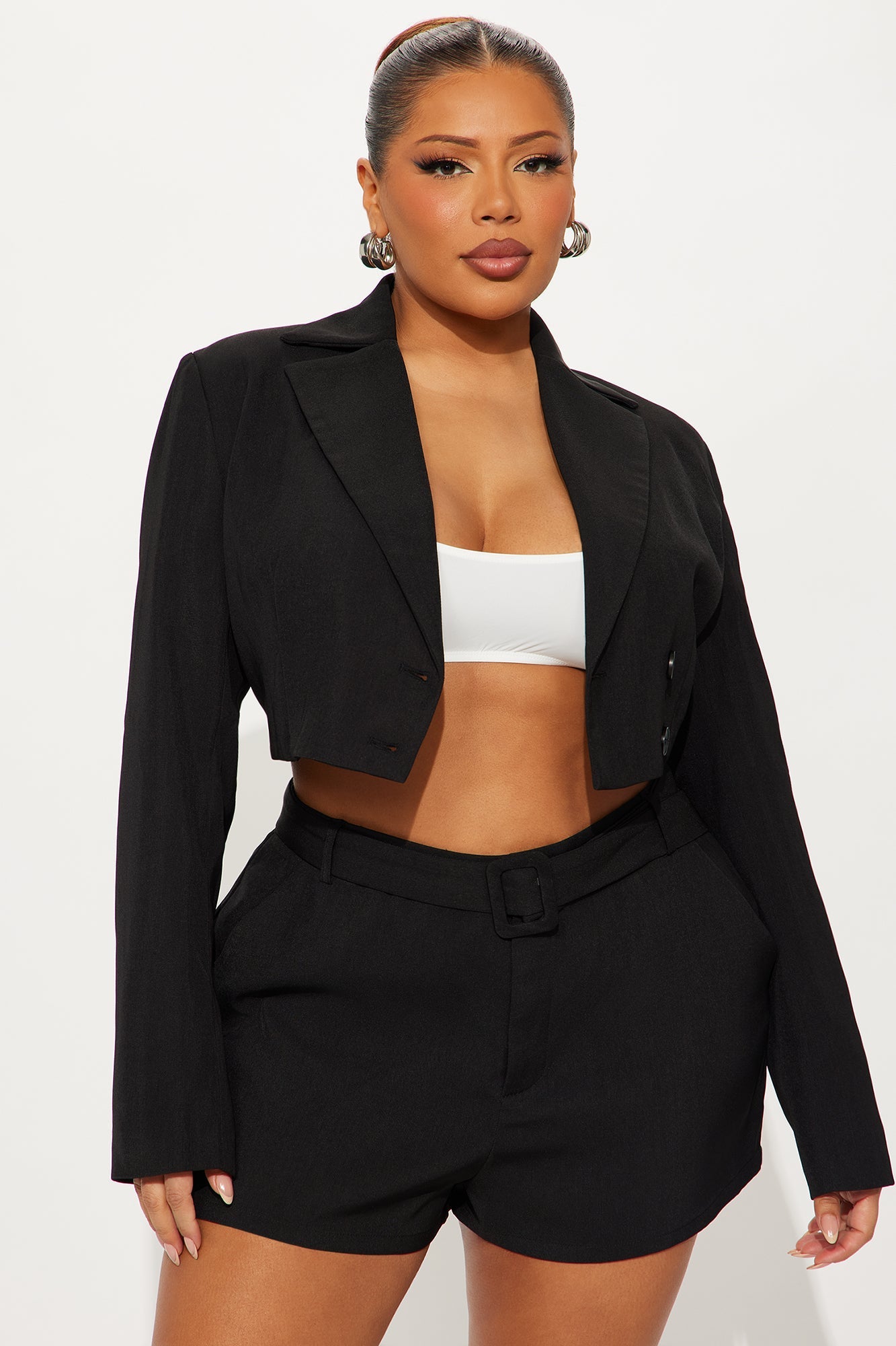 Pretty Business Cropped Blazer - Black