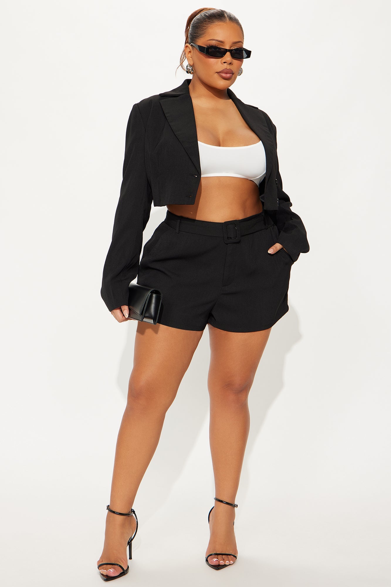 Pretty Business Belted Trouser Short - Black