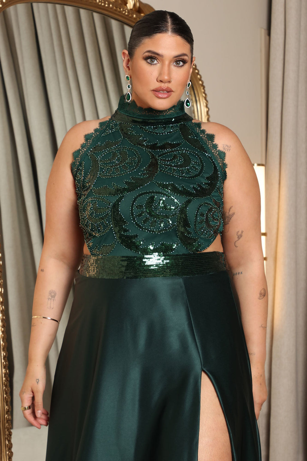 Simple Elegance Satin Maxi Gown - Emerald