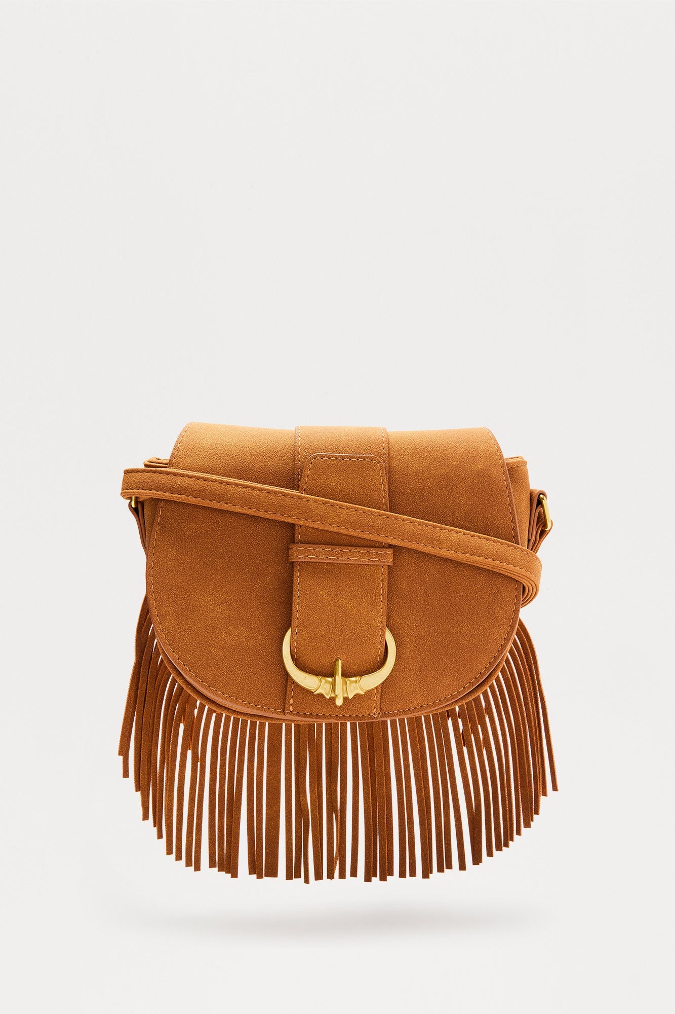 Fly Me Out Fringe Shoulder Handbag - Cognac