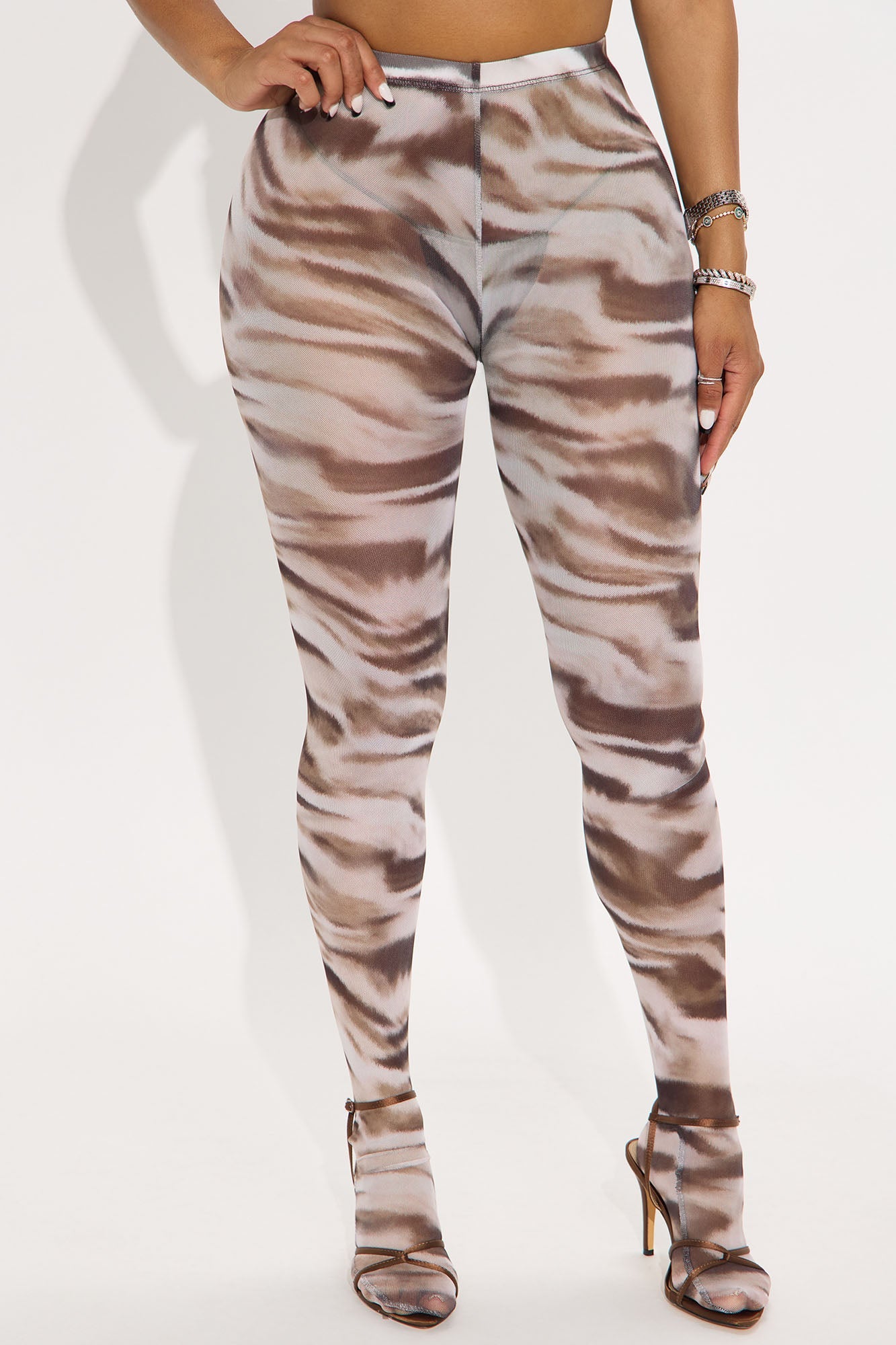 Fierce Moment Leopard Mesh Footed Legging - Taupe/combo