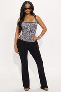 Vanessa Leopard Foldover Waist Pant Set - Black/combo