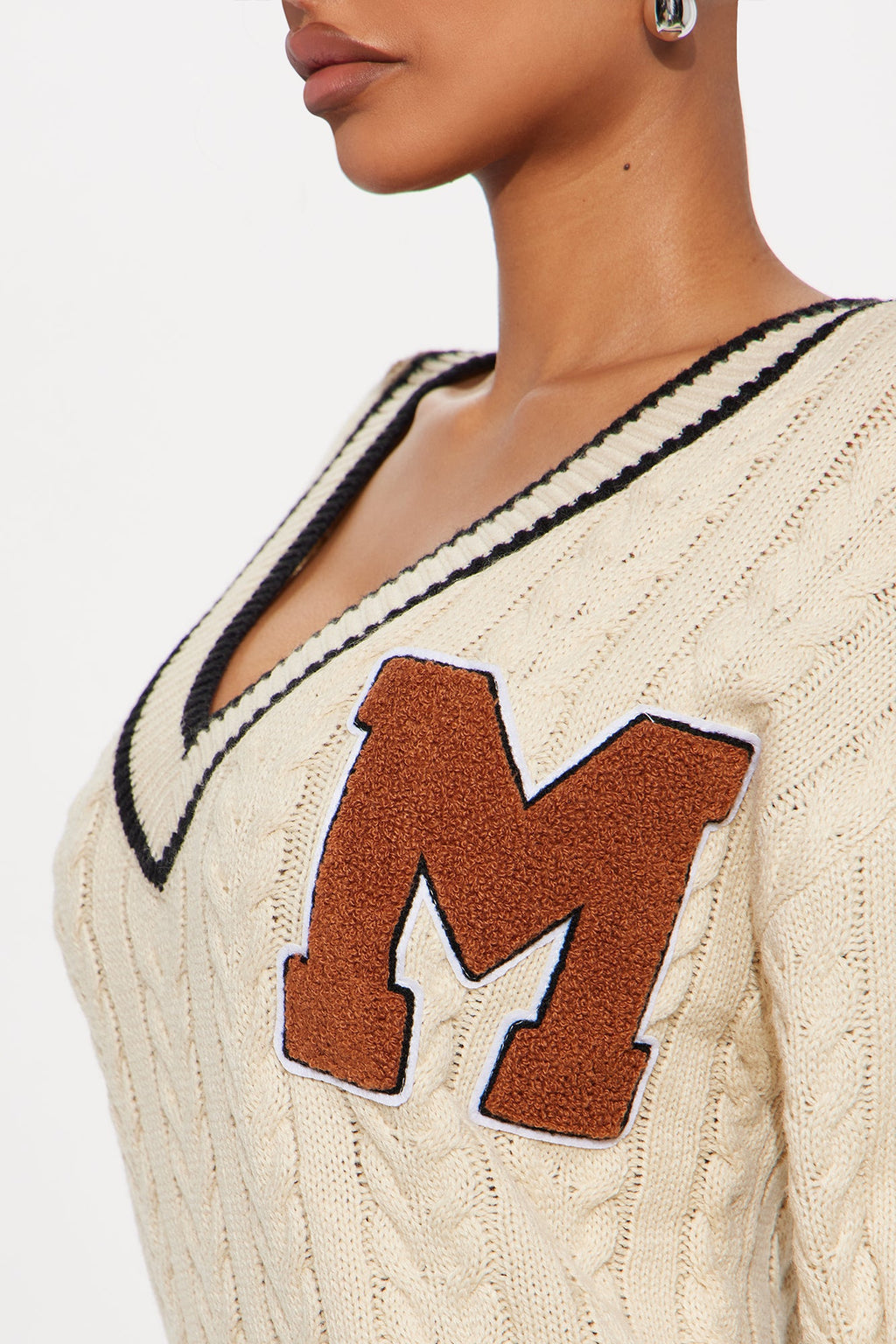 Varsity Blues Sweater Mini Dress - Cream