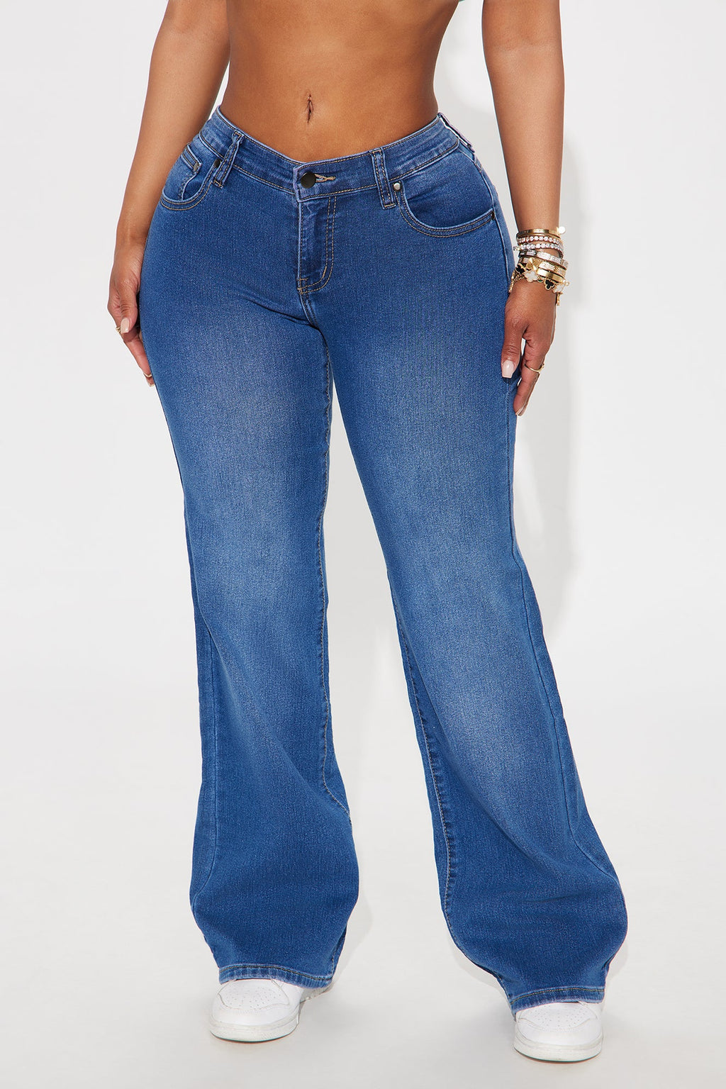 Say No More Low Rise Wide Leg Jeans - Medium Wash