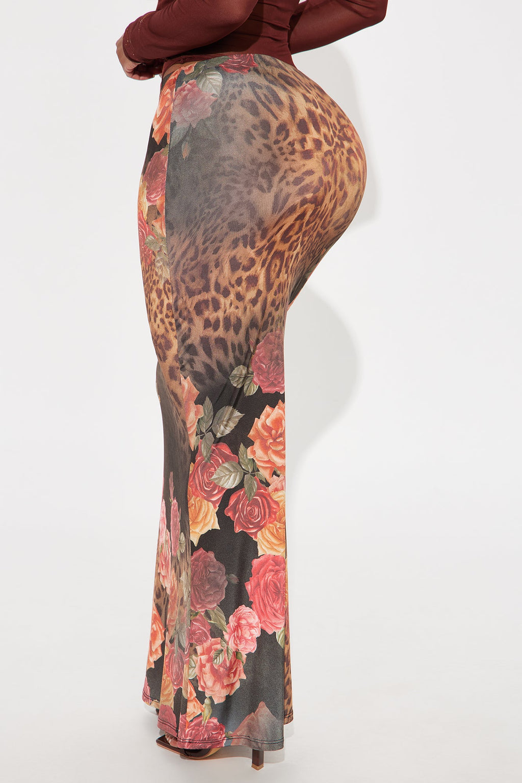 Stuck On You Leopard Floral Maxi Skirt - Brown/combo