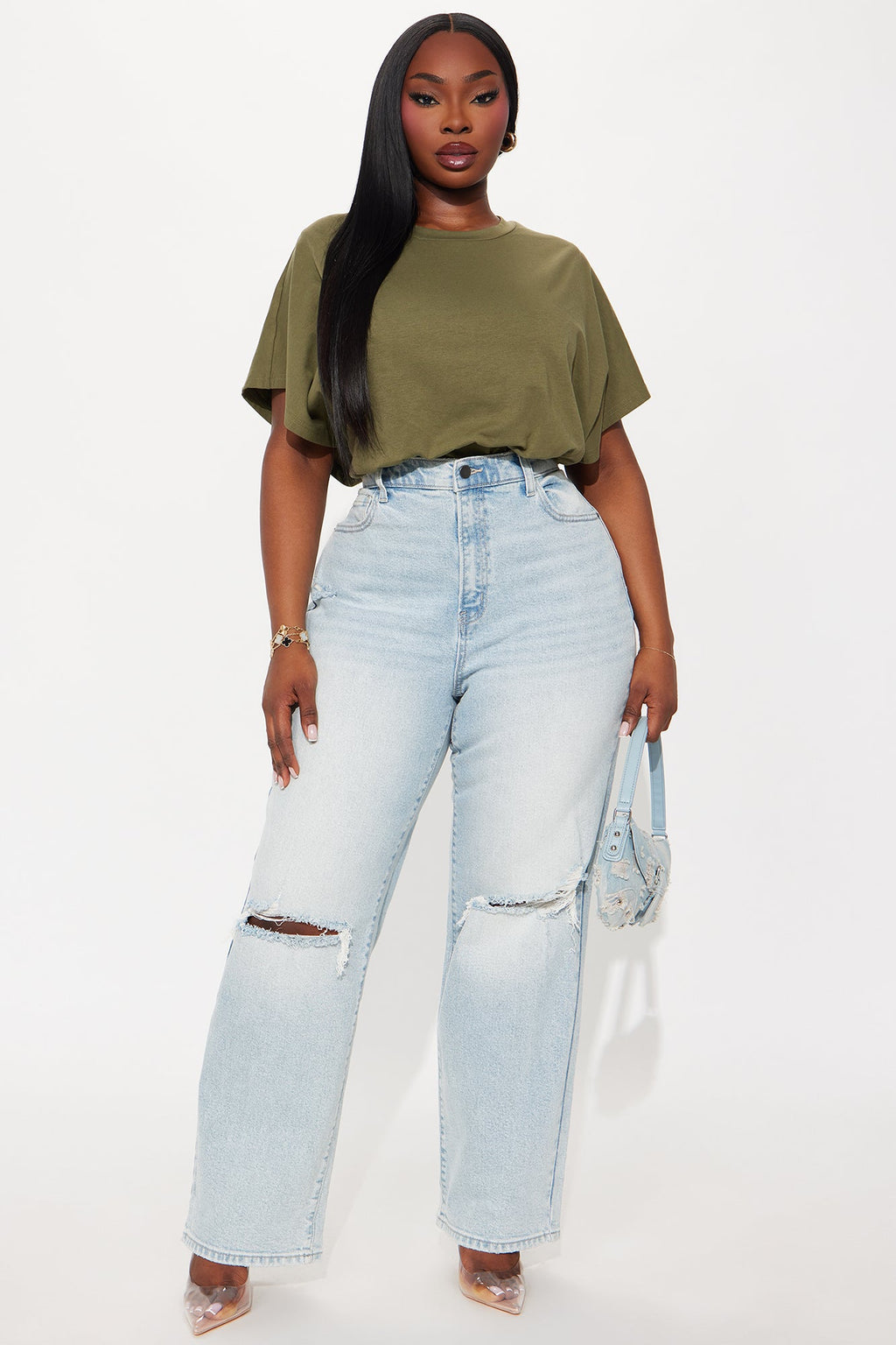 Everyday High Rise Straight Leg Jeans - Light Wash