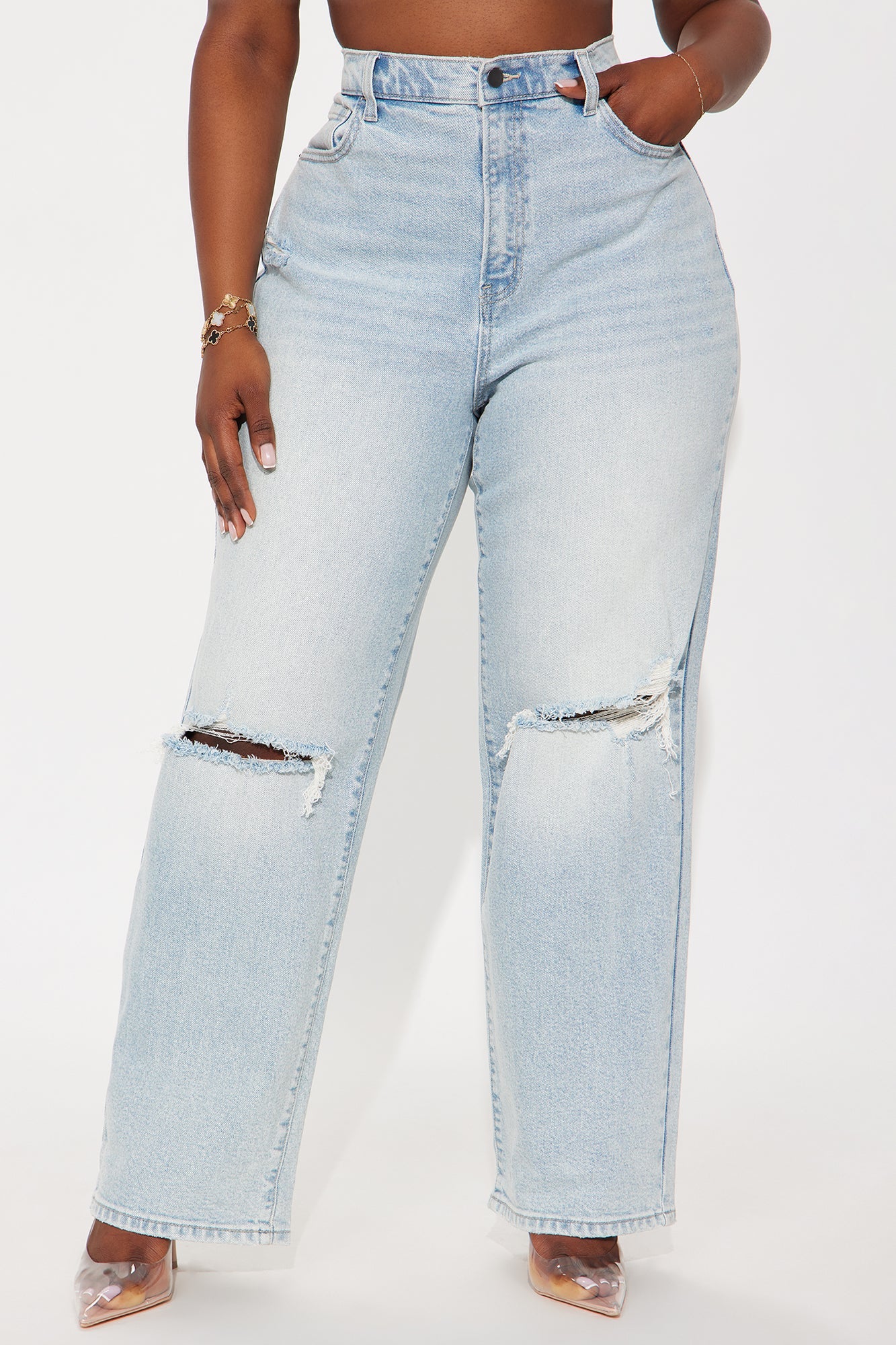 Everyday High Rise Straight Leg Jeans - Light Wash