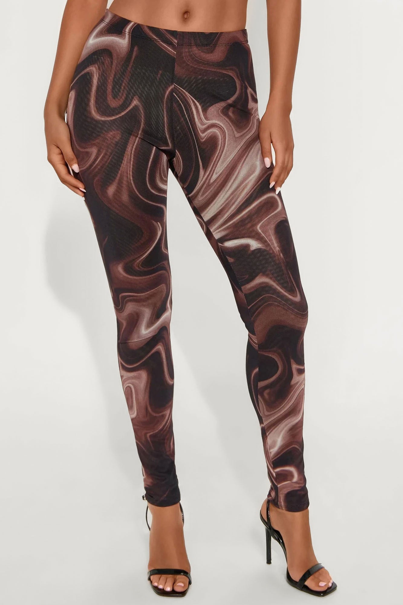 Better Than Your Ex Double Lined Mesh Legging - Brown/combo