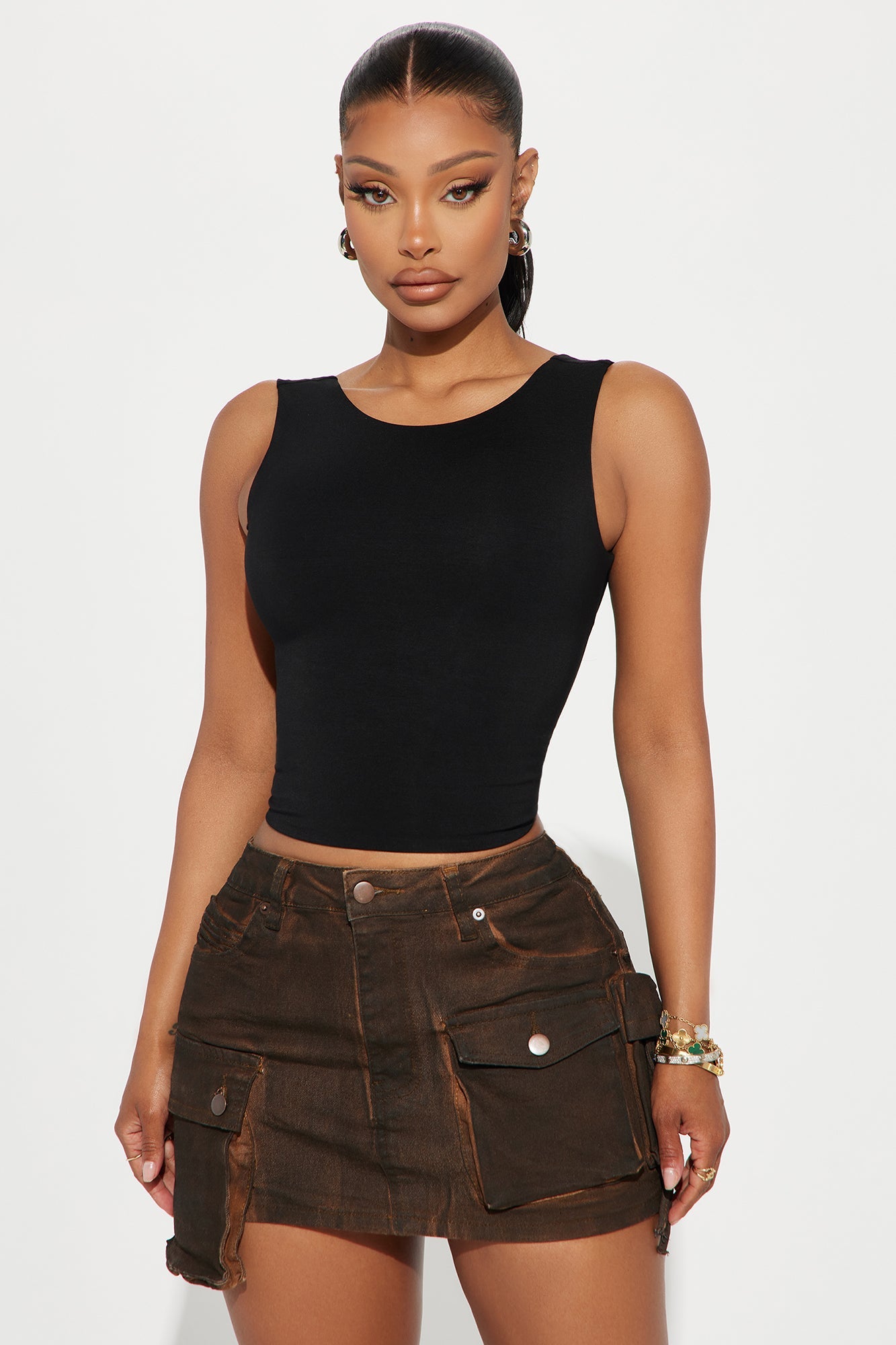 Destiny Double Lined Backless Top - Black