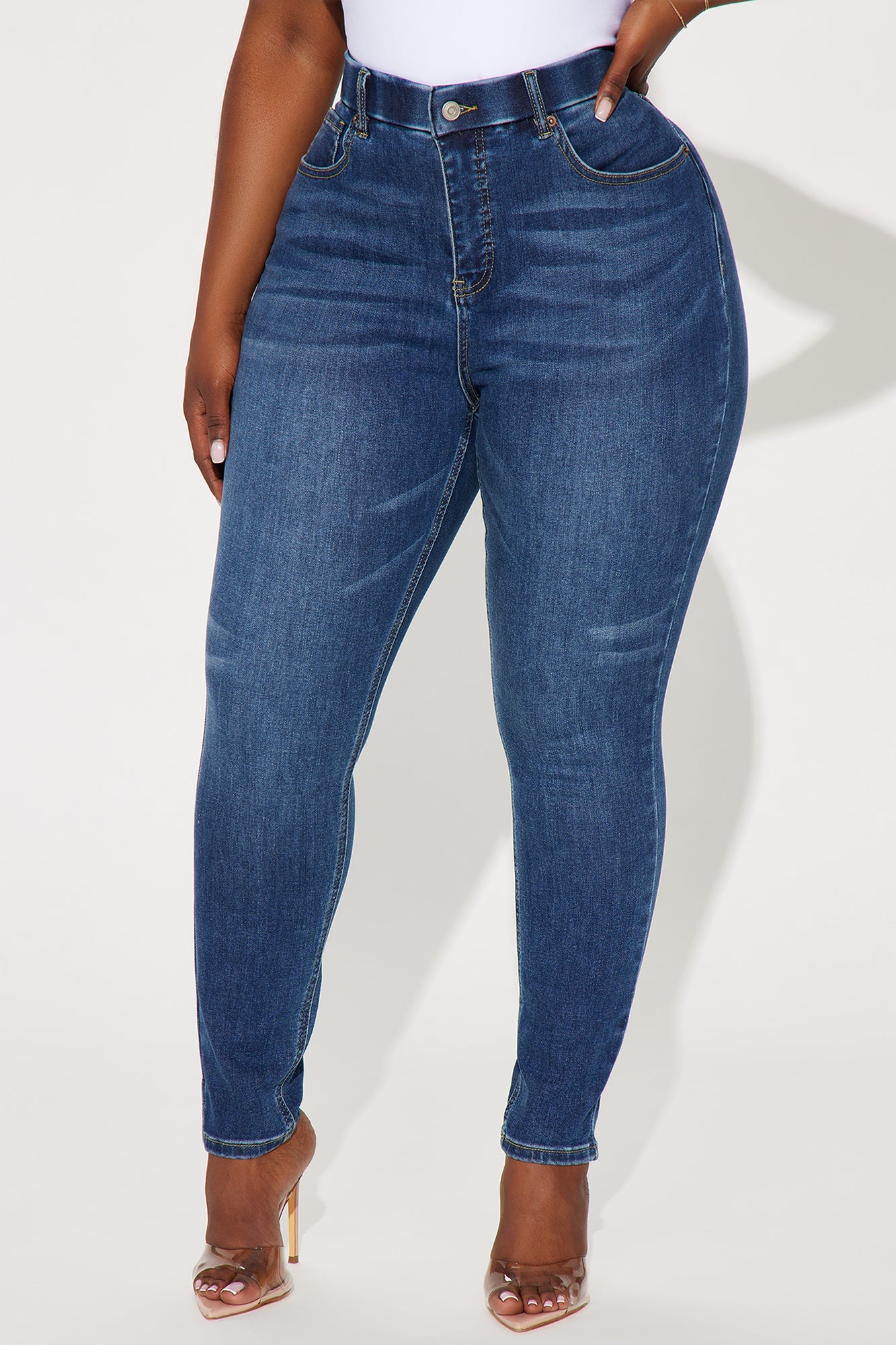 Taking It Over Tummy Control Stretch Skinny Jeans - Dark Wash