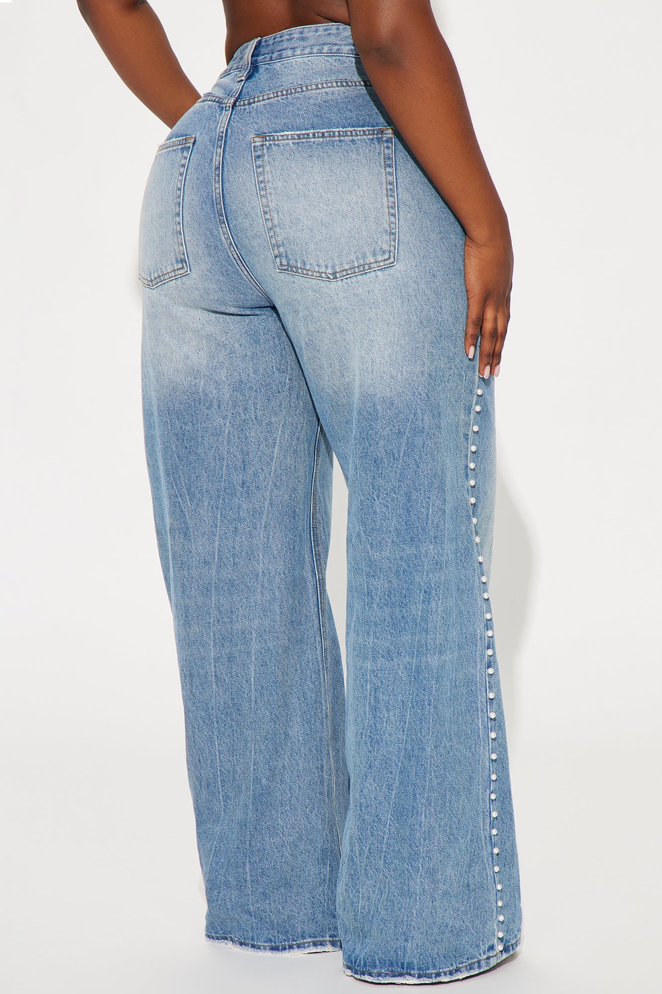 Clutching My Pearls Baggy Wide Leg Jeans - Medium Wash