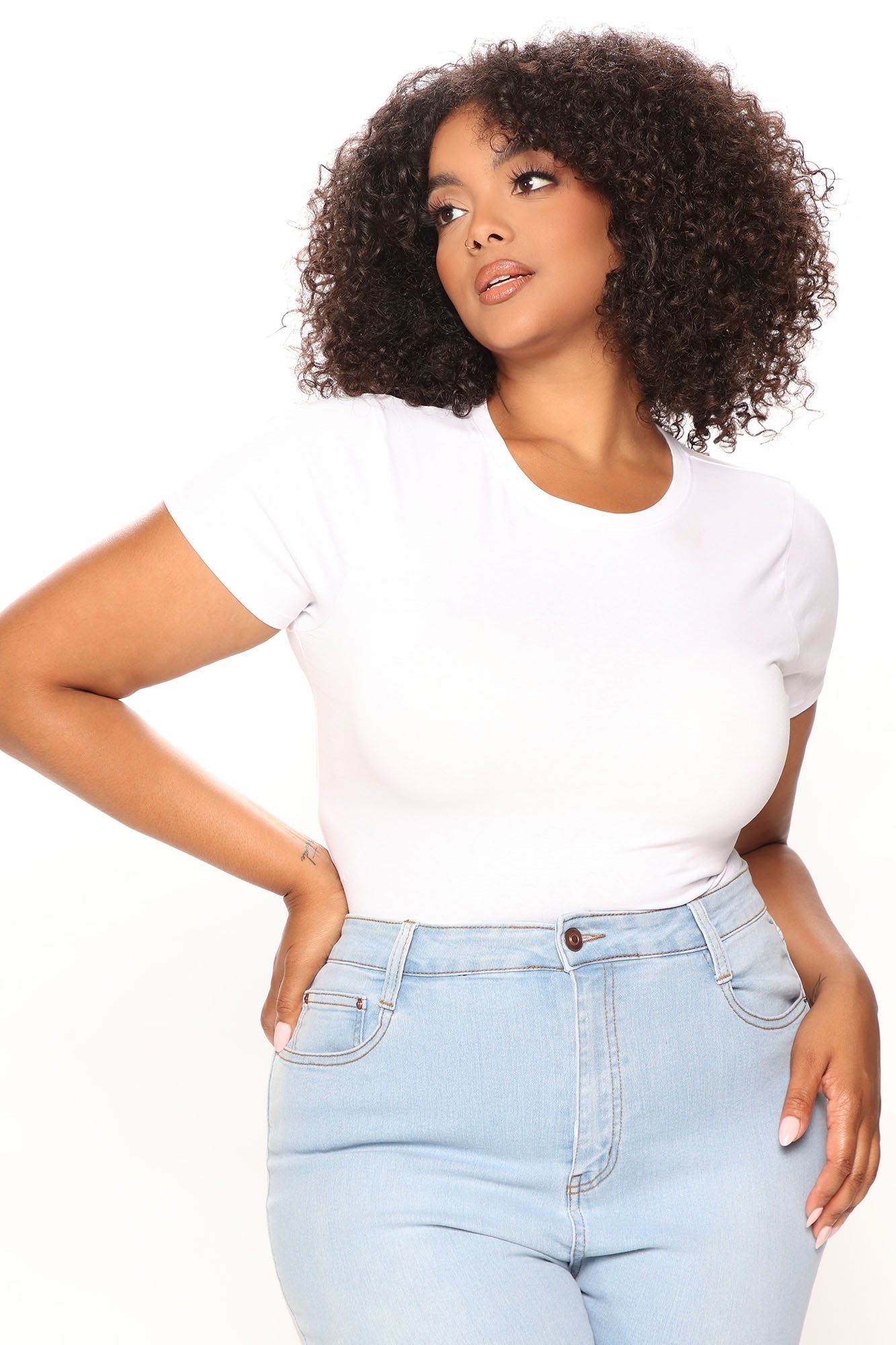 Leanne Crew Neck Bodysuit - White