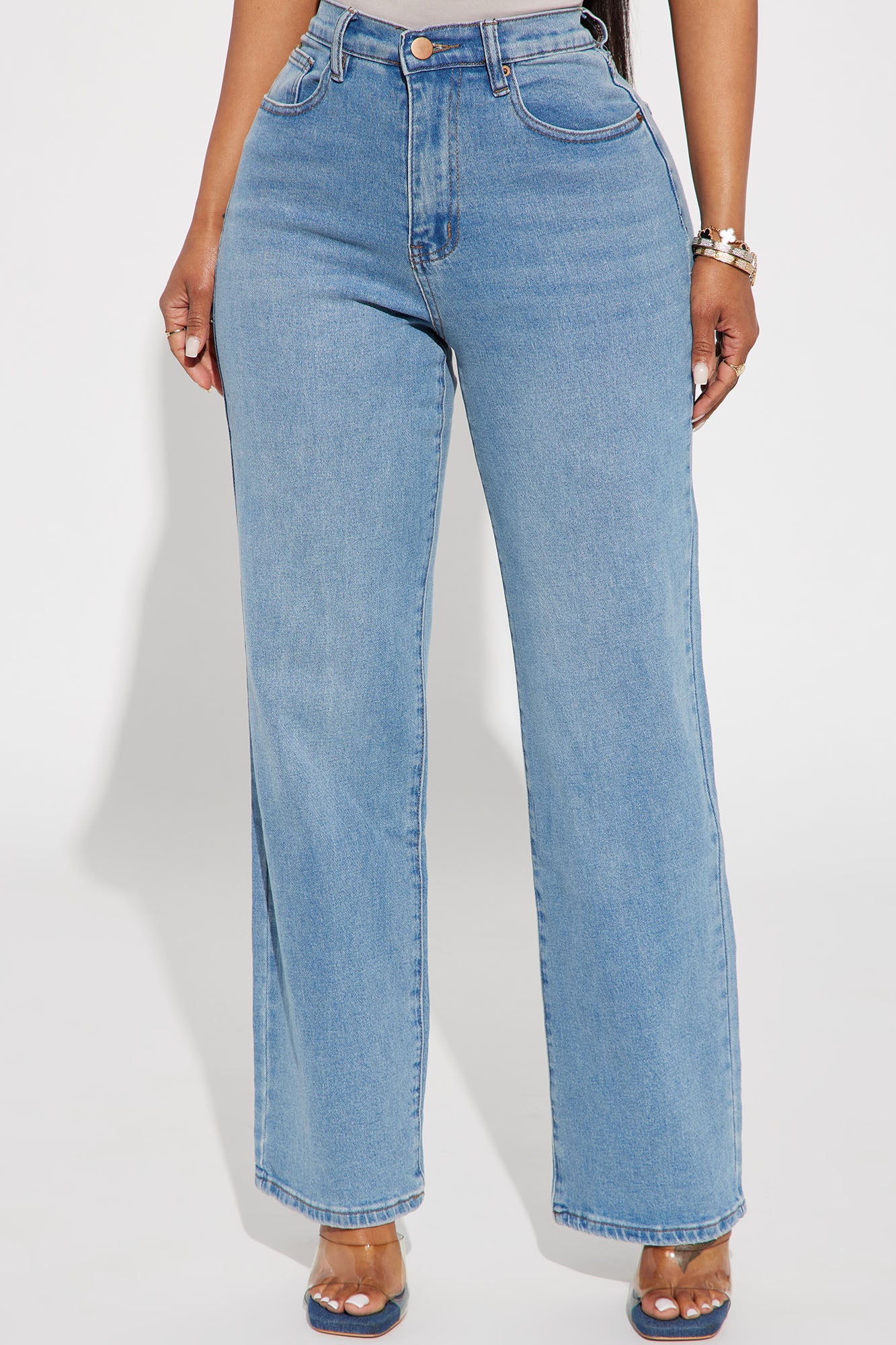 Classic 90s Low Stretch Straight Leg Jeans - Vintage Blue Wash