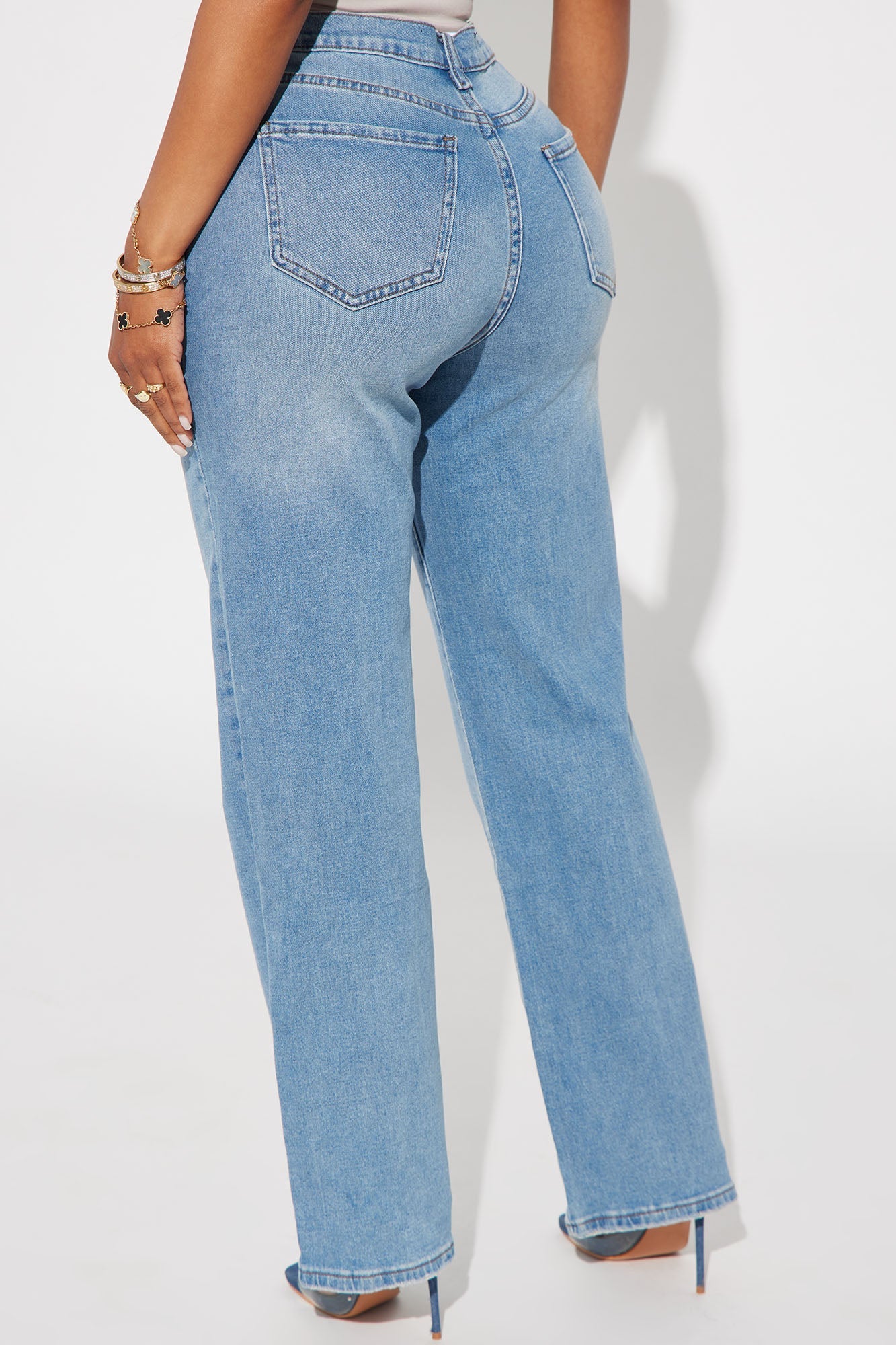 Classic 90s Low Stretch Straight Leg Jeans - Vintage Blue Wash