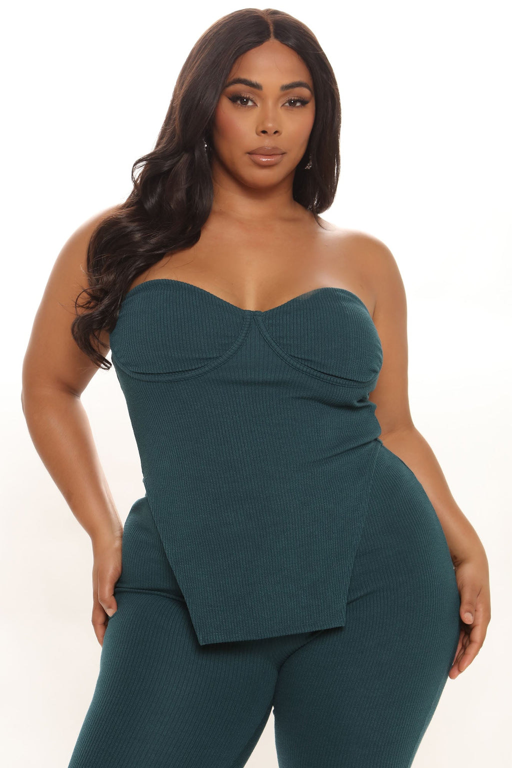 Call My Name Ribbed Pant Set - Hunter