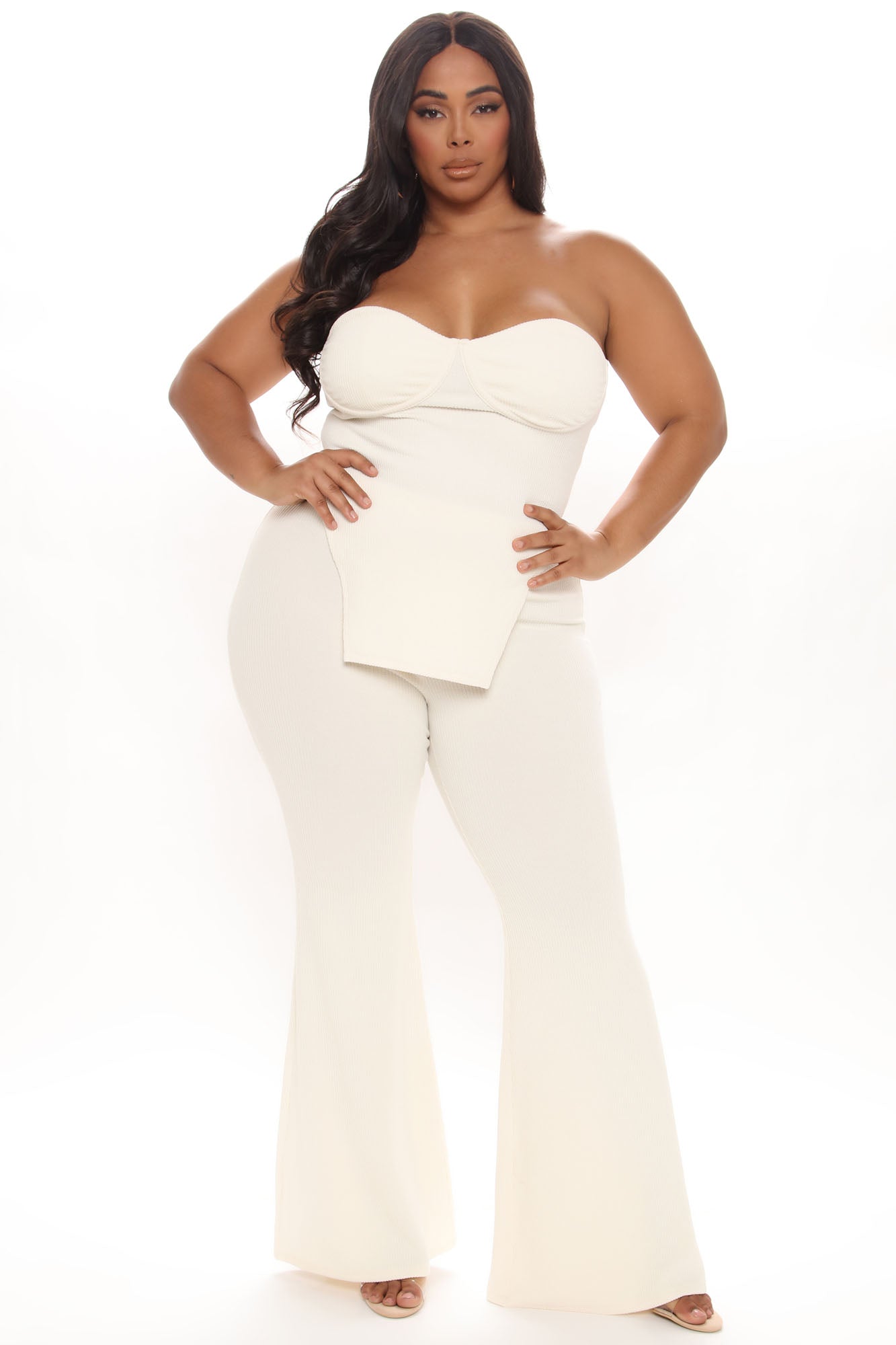 Call My Name Ribbed Pant Set - Off White