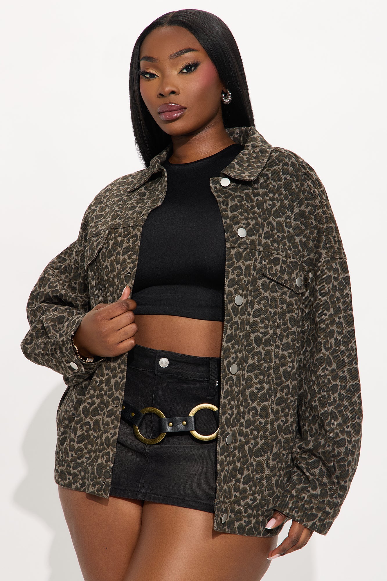 Think About It Oversized Leopard Jacket - Brown/combo