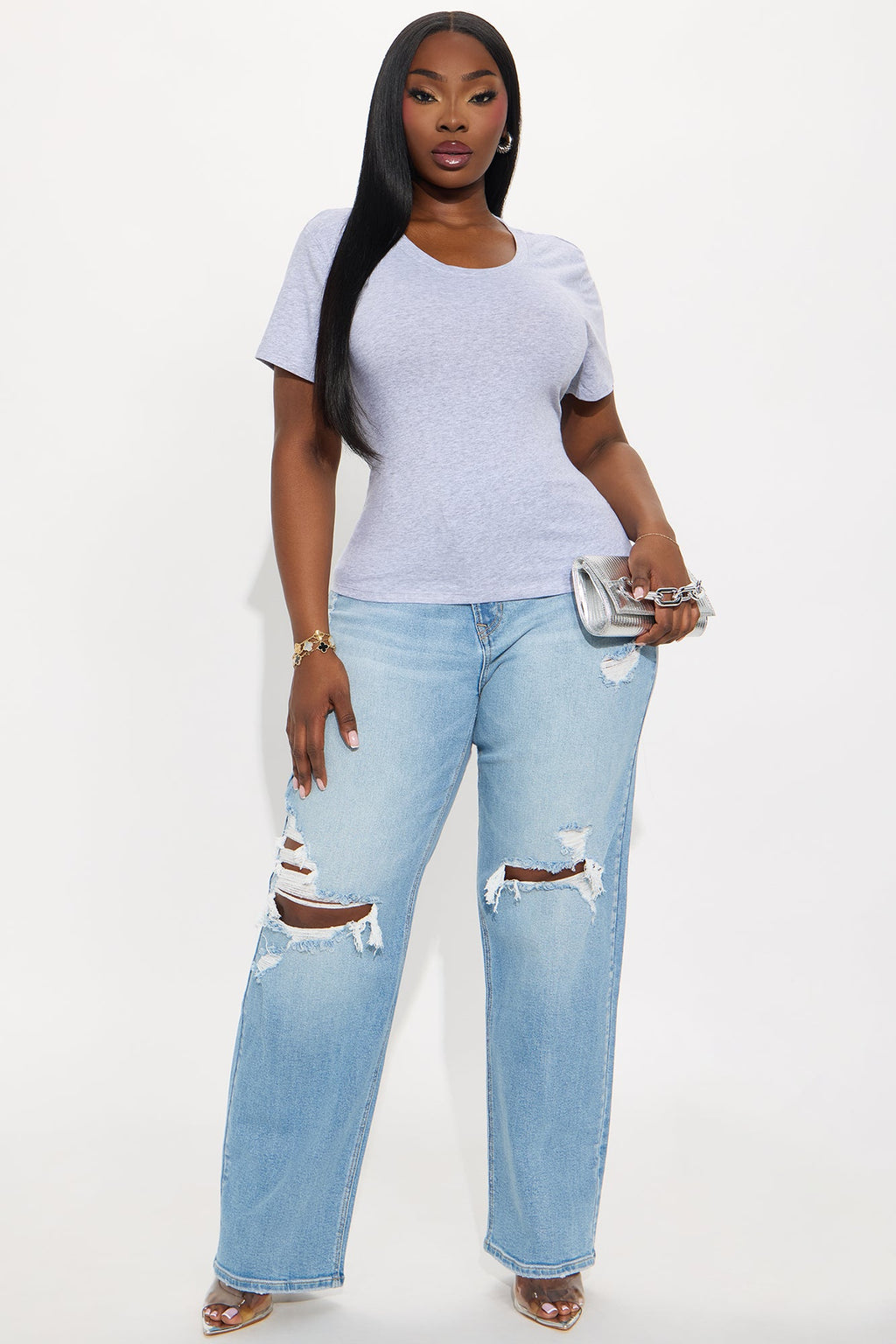 Alyssa Crew Neck Top - Heather Grey