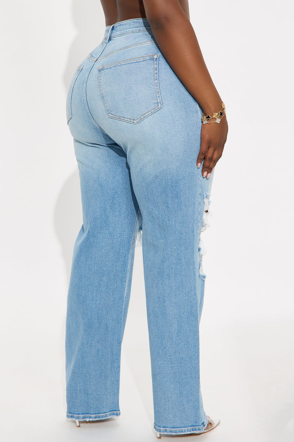 Iconic Crossover Straight Leg Jeans - Light Wash