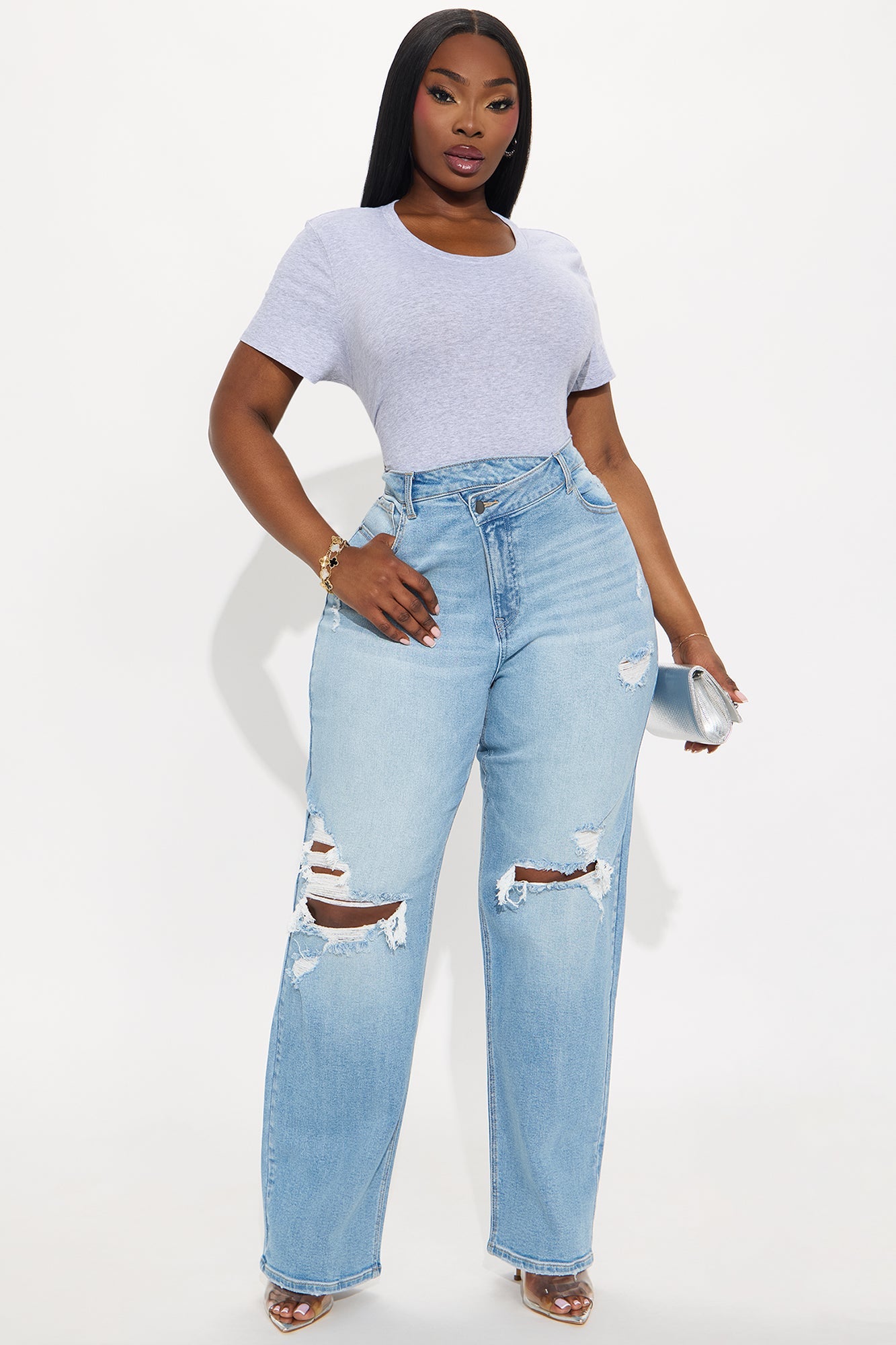 Iconic Crossover Straight Leg Jeans - Light Wash