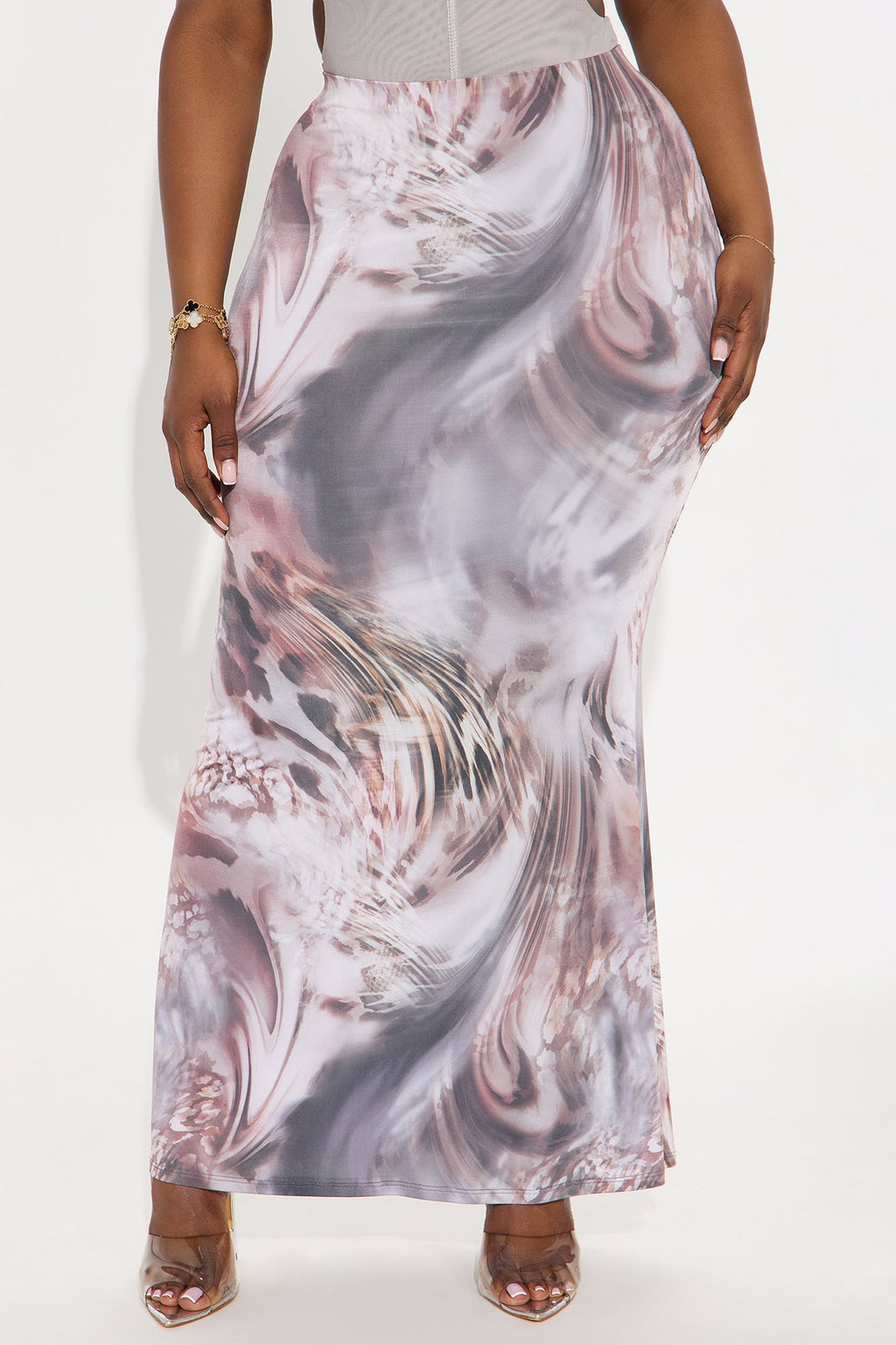 Figure Me Out Maxi Skirt - Grey/combo