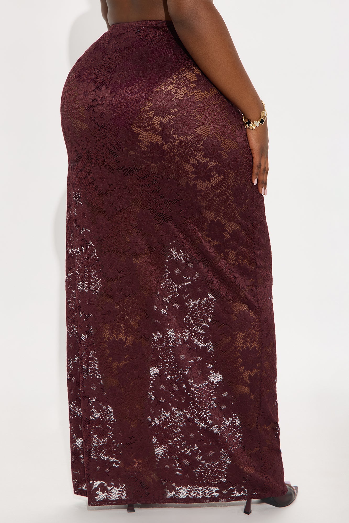 Lost In Lace Sheer Maxi Skirt - Chocolate
