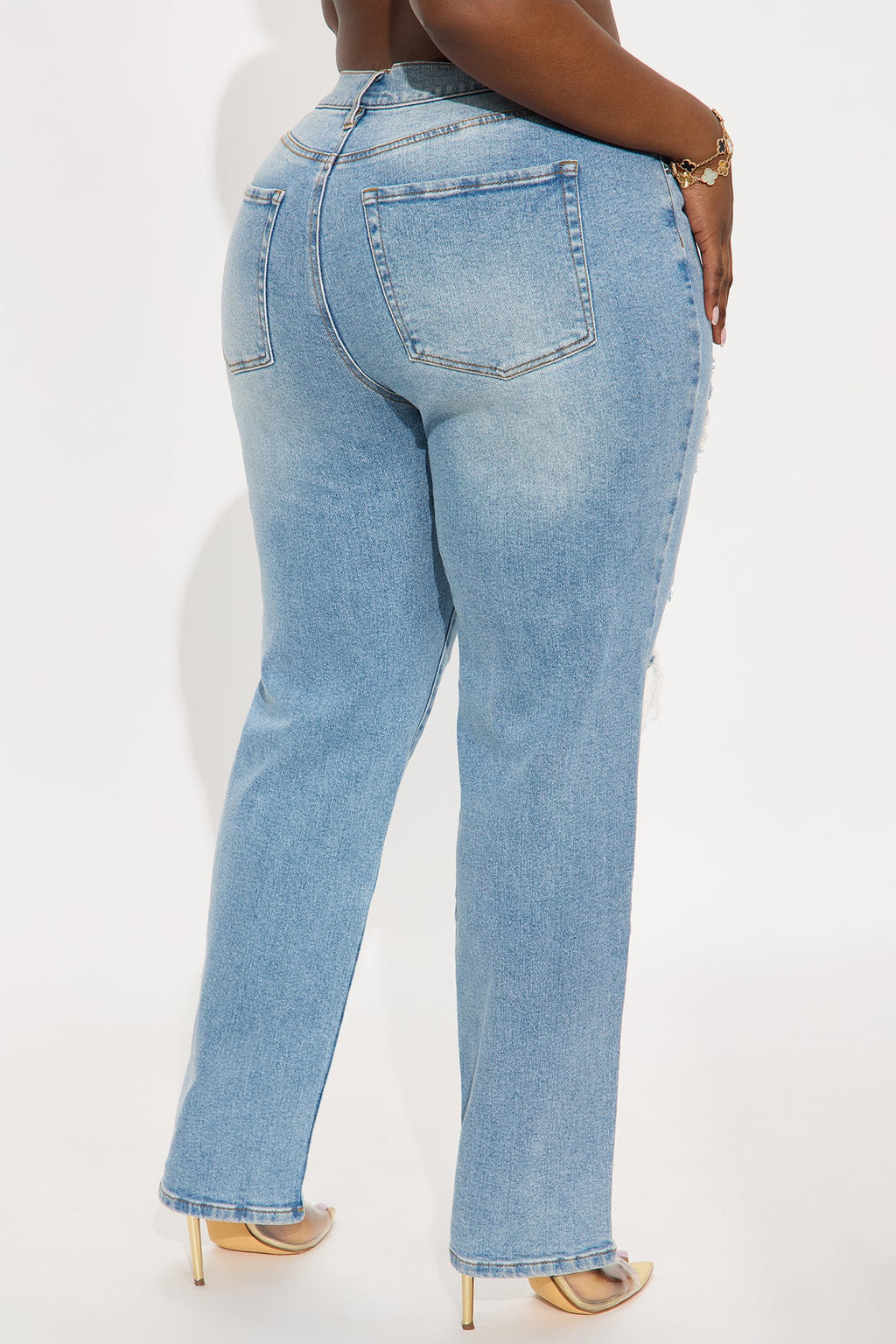 Tall Because I Said So Destroyed Mom Jeans - Medium Blue Wash