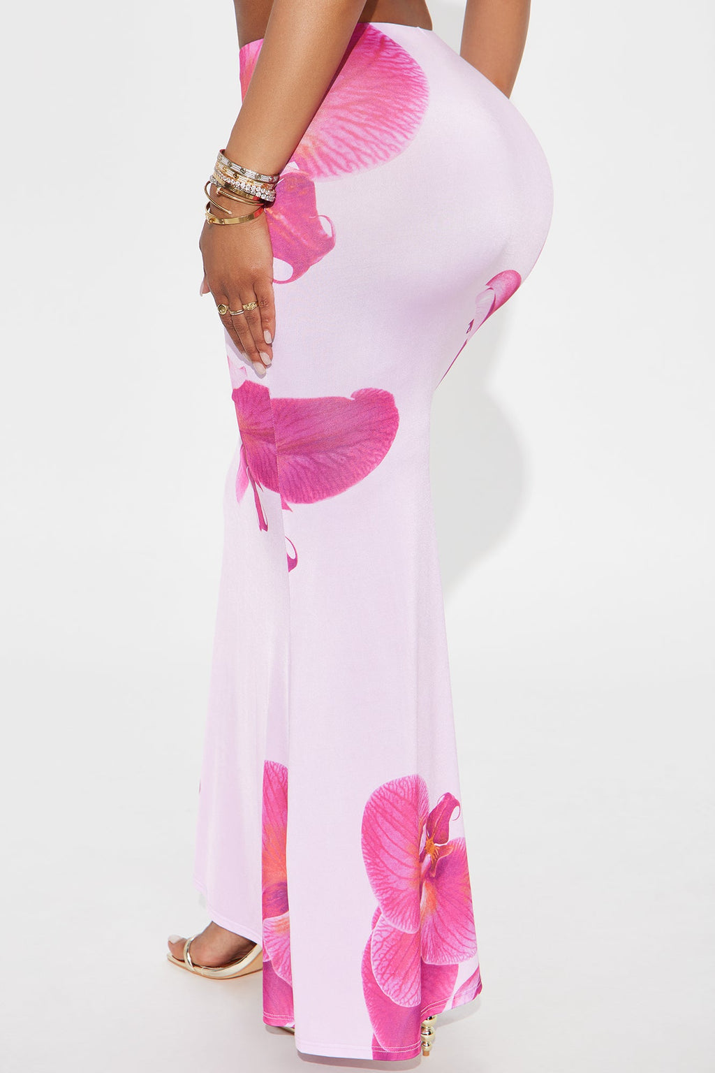 Liliana Floral Satin Maxi Skirt - Pink/combo