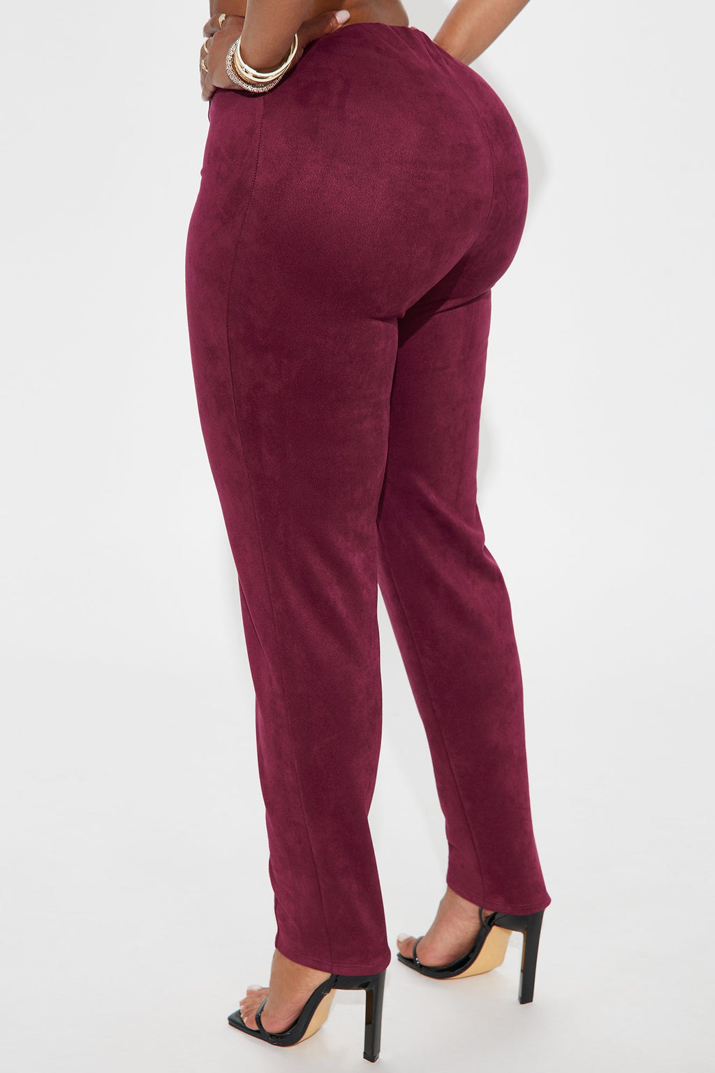 Tell Me A Secret Faux Suede Skinny Pant - Burgundy