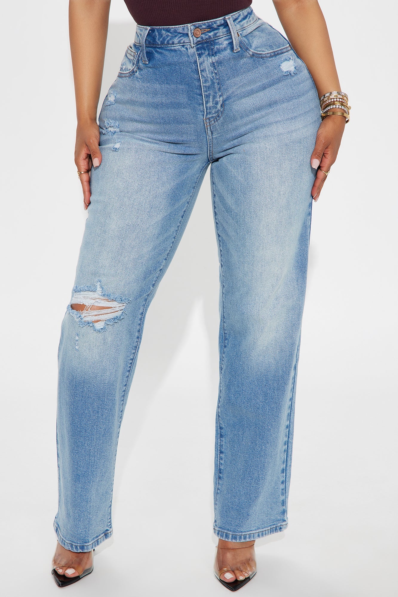 Thought So Relaxed Straight Leg Jeans - Medium Wash